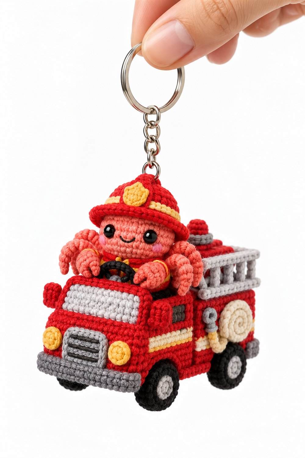 537 Aranha Caranguejo Rosa Bombeiro Em Caminhao Vermelho - Crochet Pattern