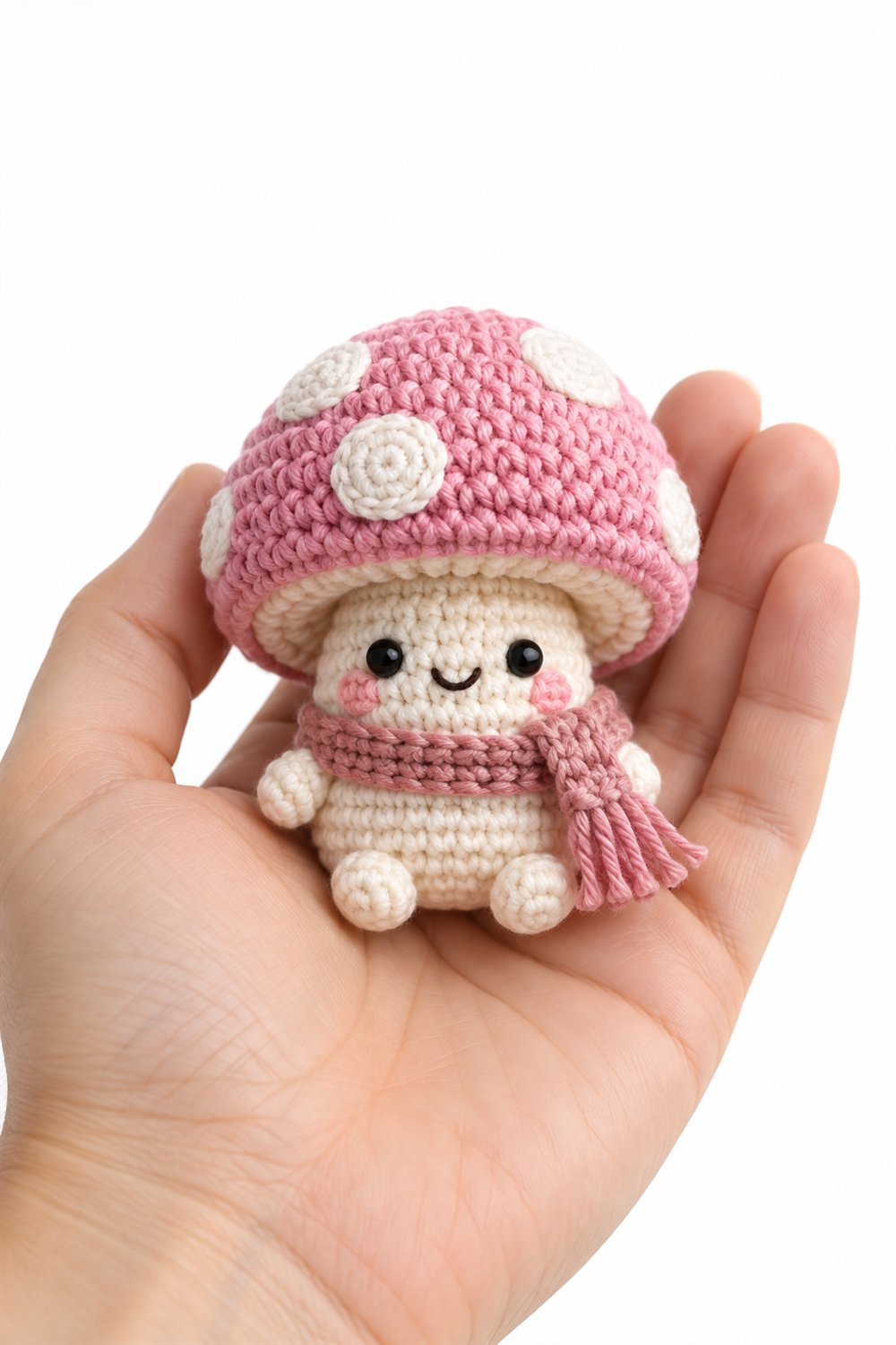 How to Crochet 556 Amigurumi Fofo Cogumelo Rosa Com Cachecol