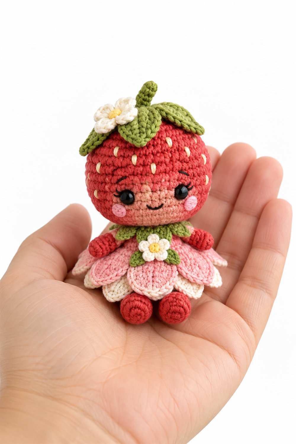 557 Amigurumi Fofo Morango Com Vestido De Petalas - Step by Step