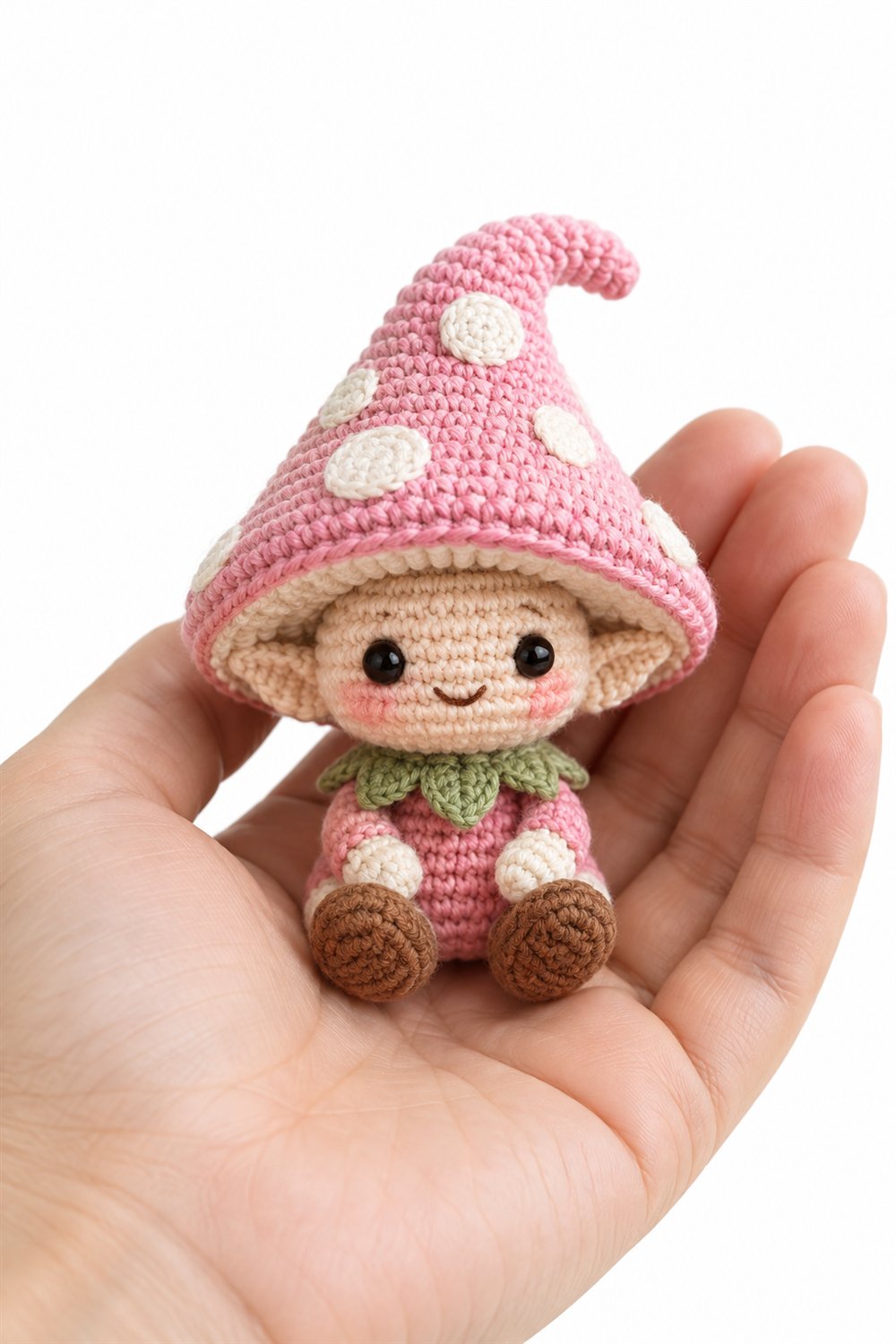 DIY 576 Amigurumi Fofo Duende Cogumelo Com Chapeu Rosa - Crochet Tutorial