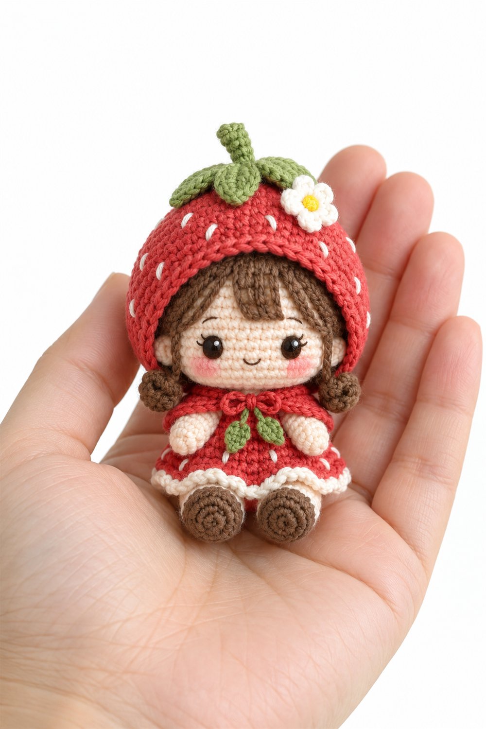 Crochet 578 Amigurumi Fofo Bonequinha De Capuz Morango - Pattern