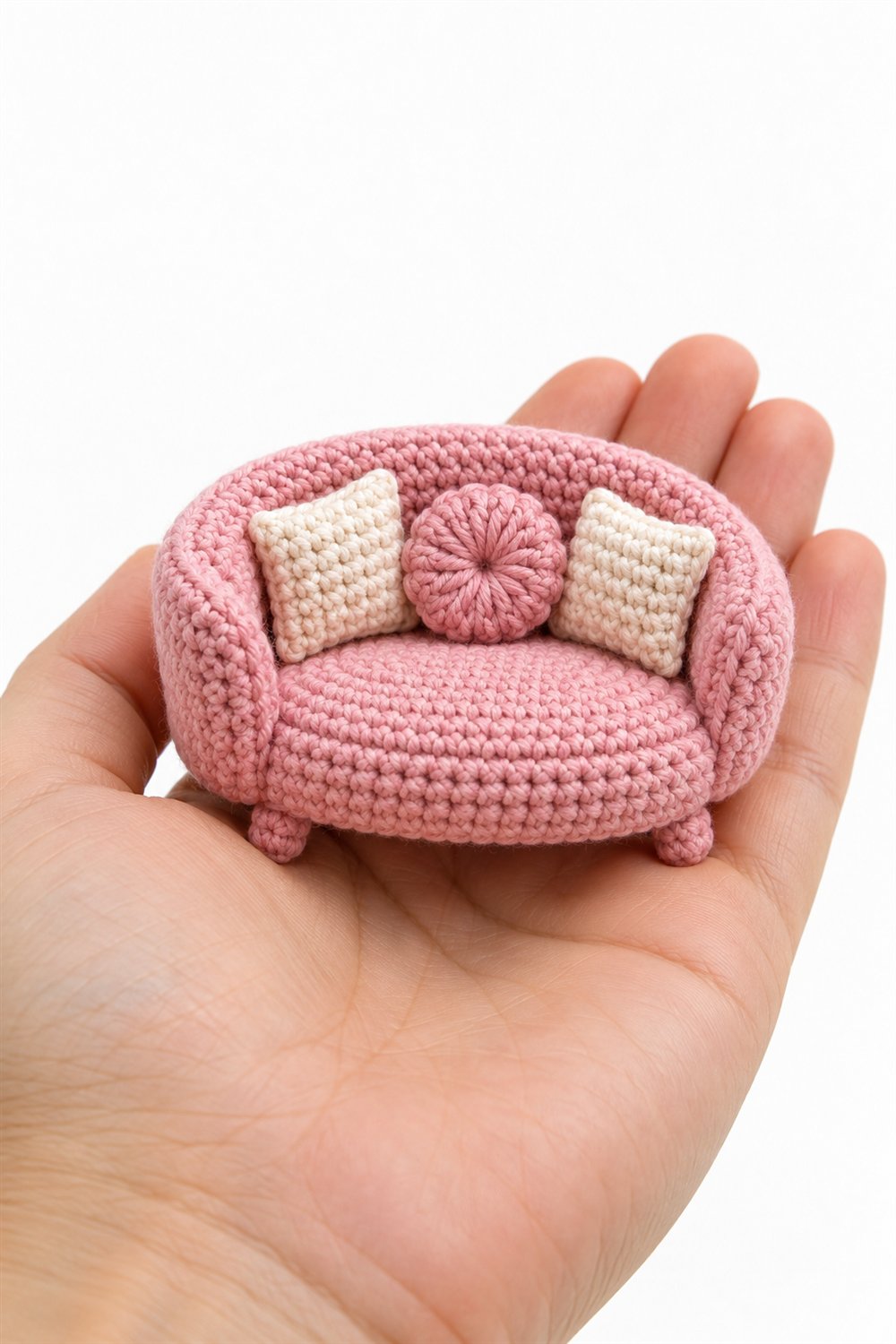 DIY 602 Sofa Arredondado Rosa Com Almofadas - Crochet Tutorial