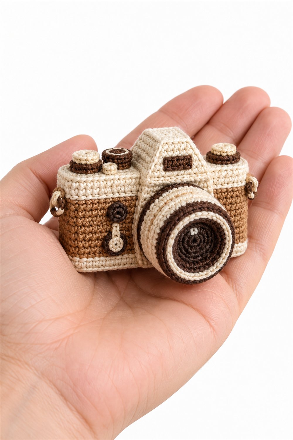 Crochet 613 Camera Fotografica Retro Creme - Pattern