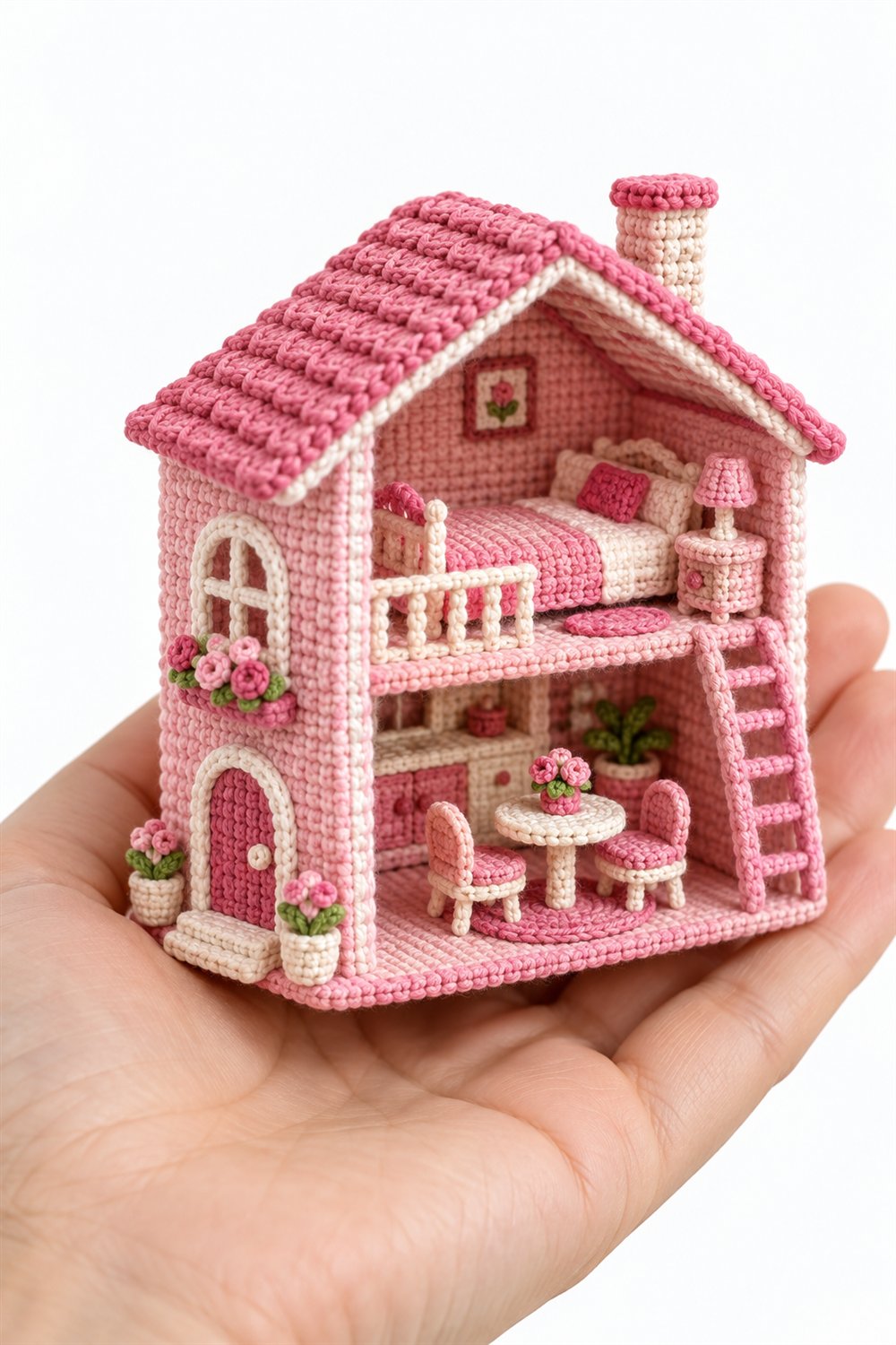 615 Casinha De Bonecas Rosa Crochet Guide