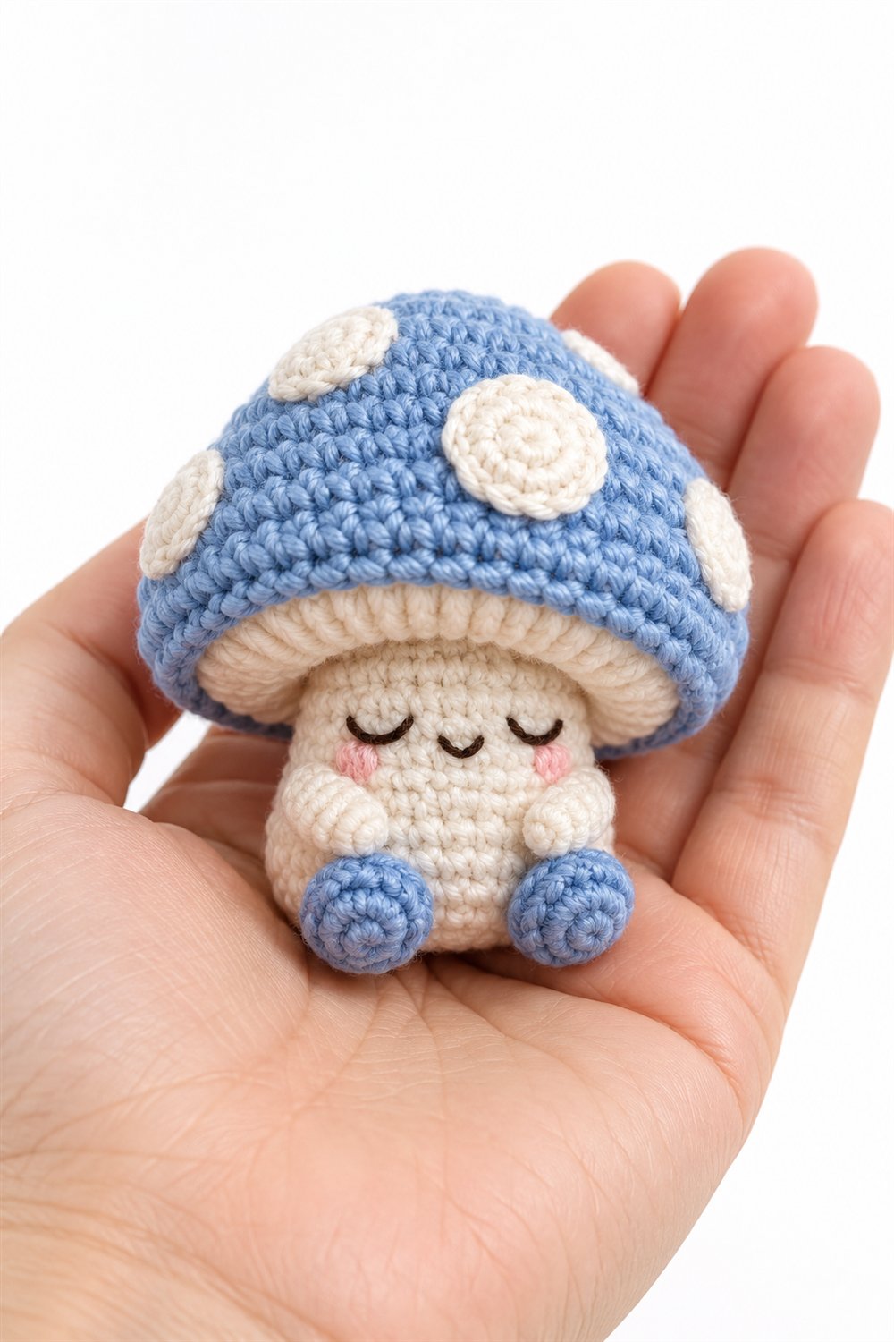678 Amigurumi Fofo Cogumelo Azul Sonolento - Easy Crochet