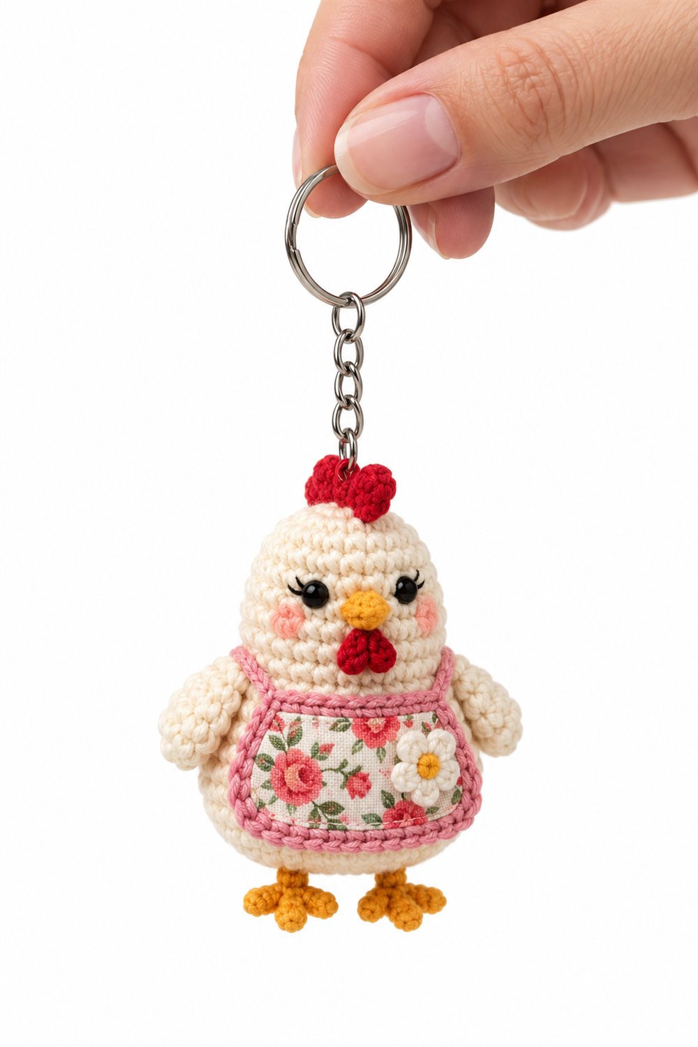69 Galinha Creme Com Avental Floral - Amigurumi Pattern