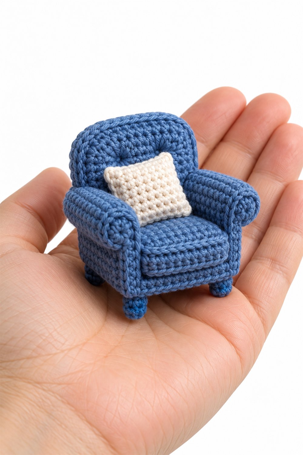 704 Poltrona Azul Com Almofada - Easy Crochet