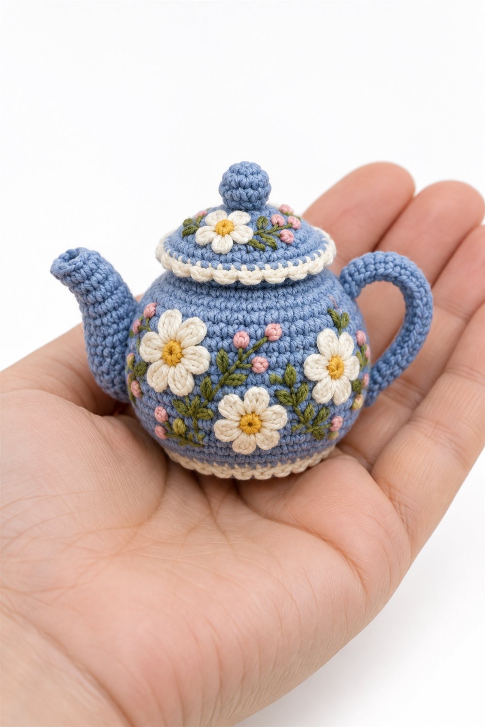 Crochet 730 Bule Com Flores - Pattern