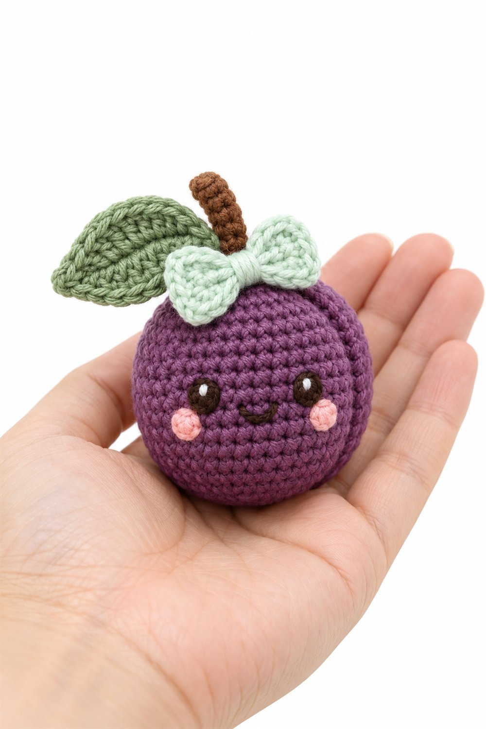 How to Crochet 752 Cute Plum With A Mint Bow