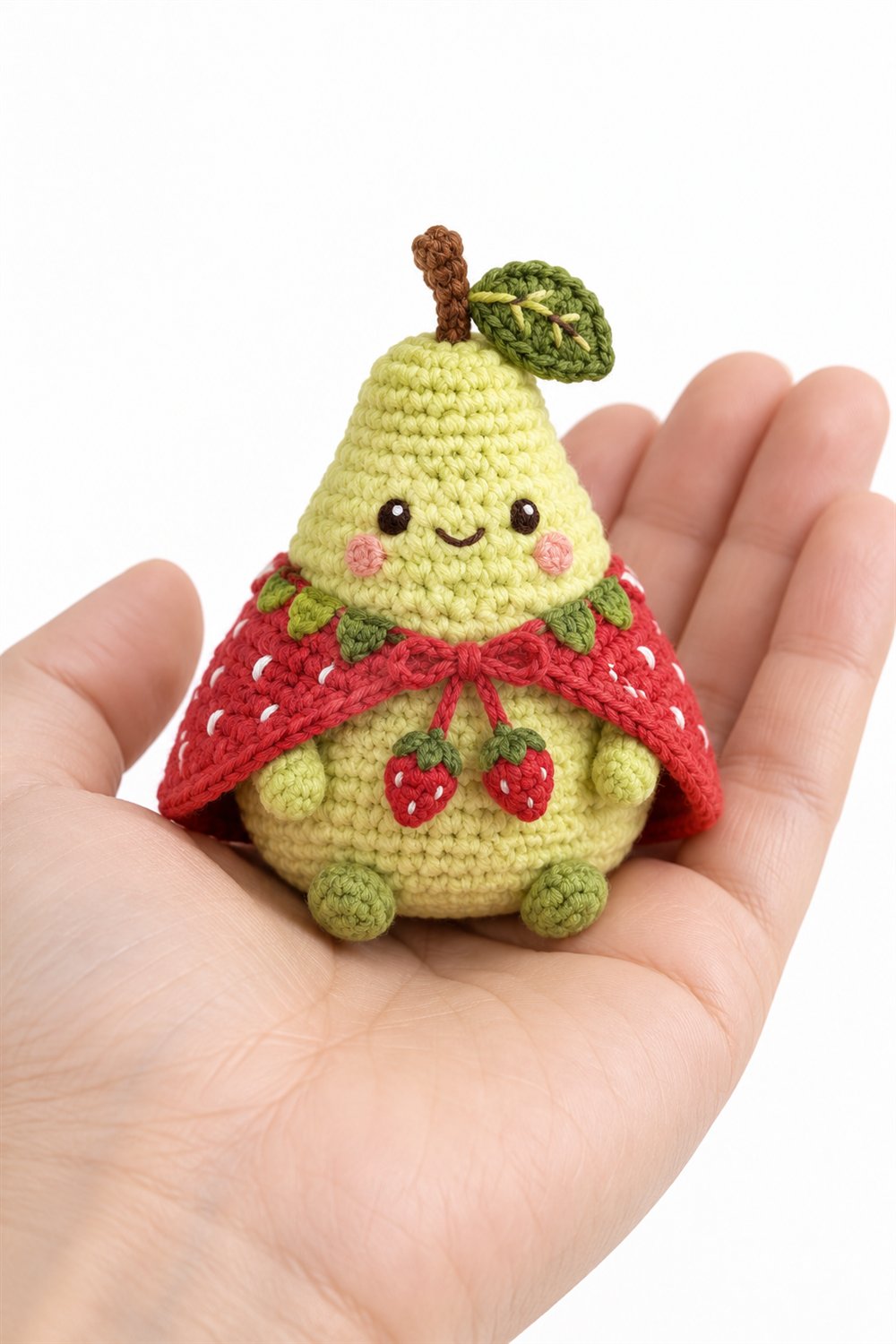 Crochet 756 Pear Wearing A Strawberry Cape - Pattern