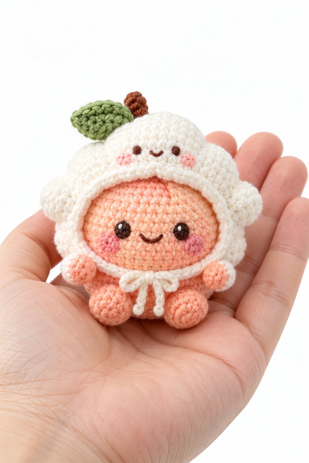 757 Peach Wearing A Cloud Hood - Easy Crochet