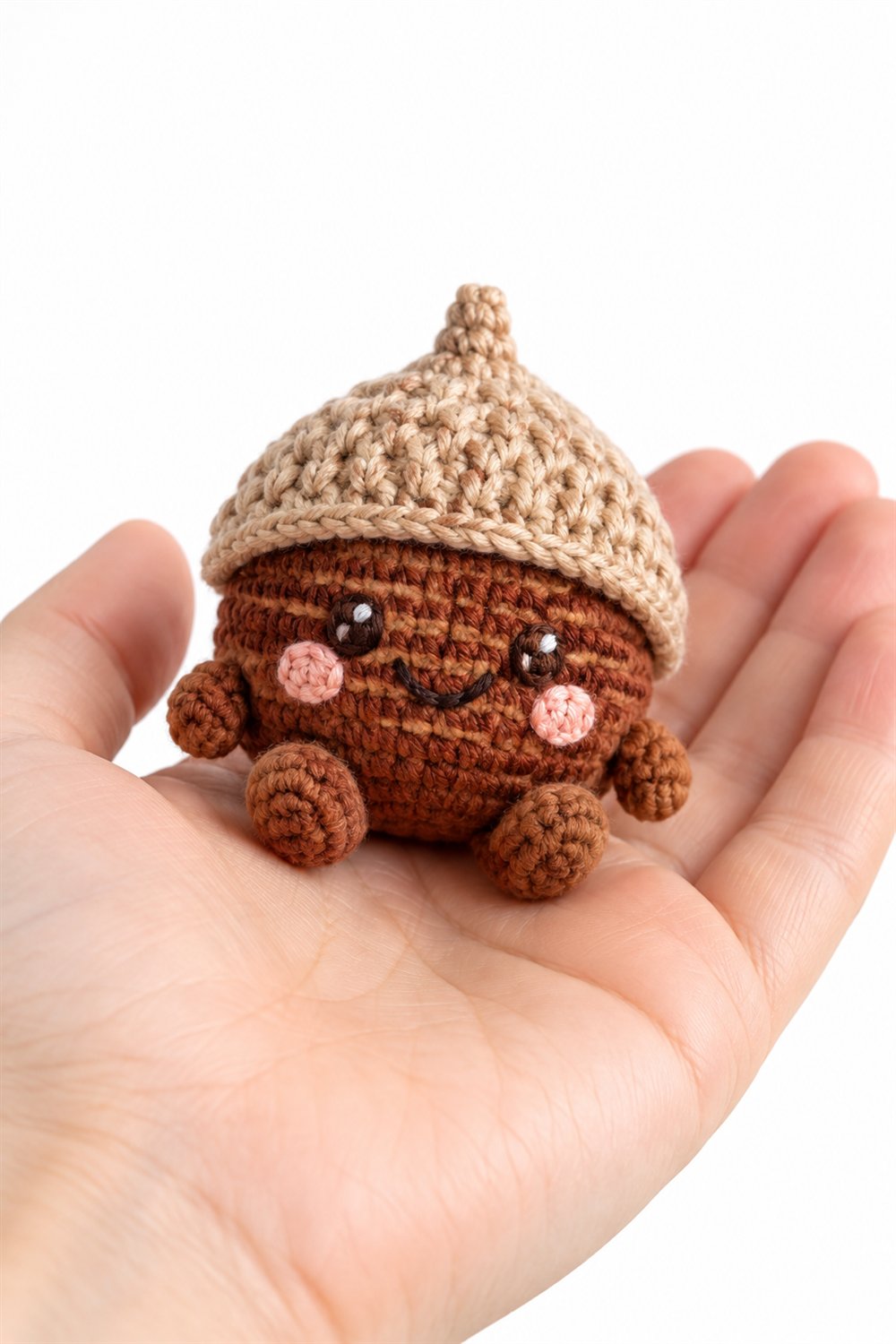 762 Smiling Chestnut In A Knitted Looking Crochet Cap - Step by Step