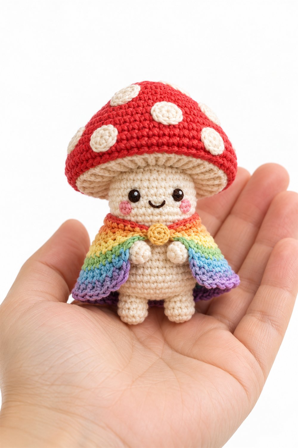 Crochet 765 Friendly Mushroom With A Rainbow Cape - Pattern