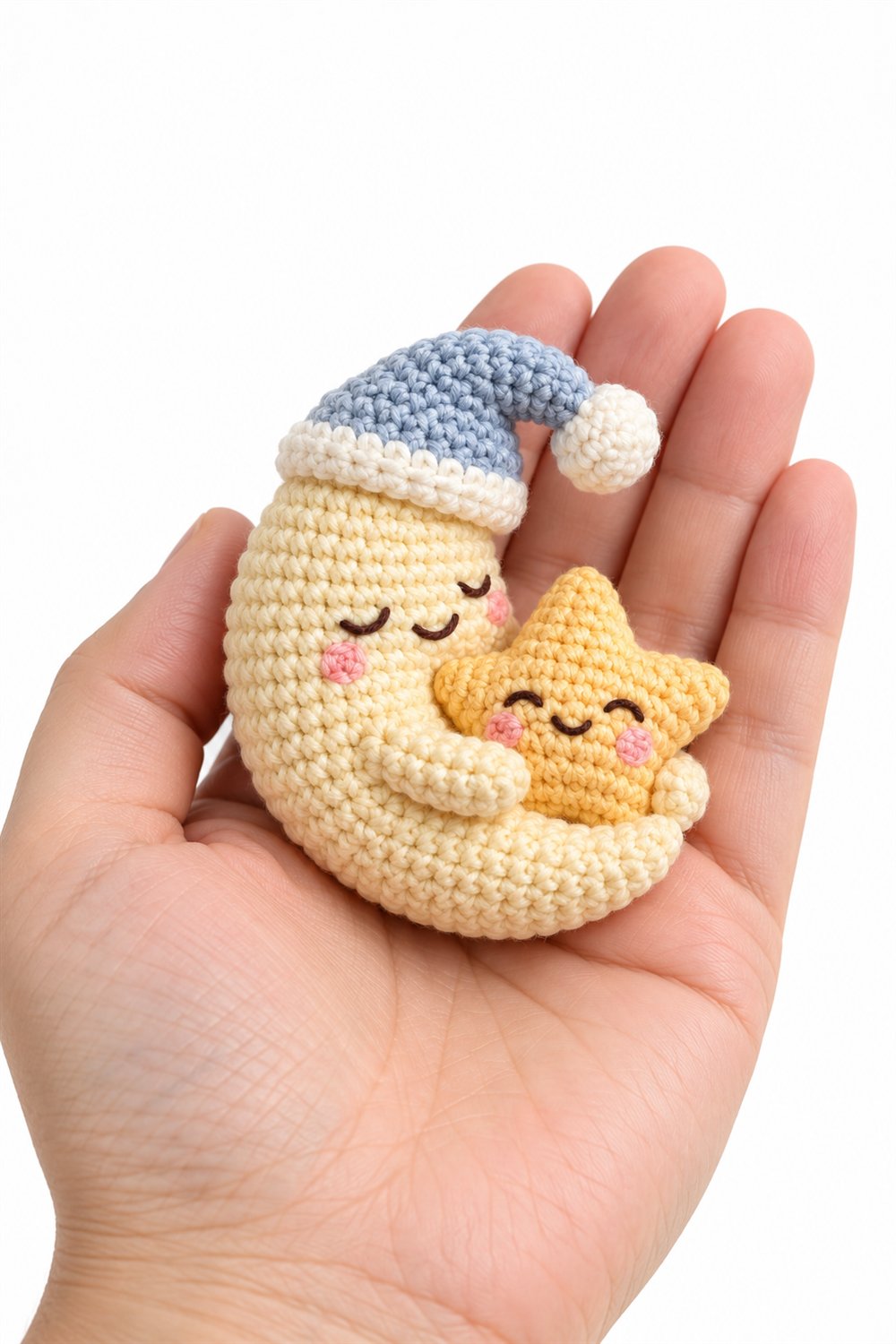 766 Crescent Moon Hugging A Star - Easy Crochet