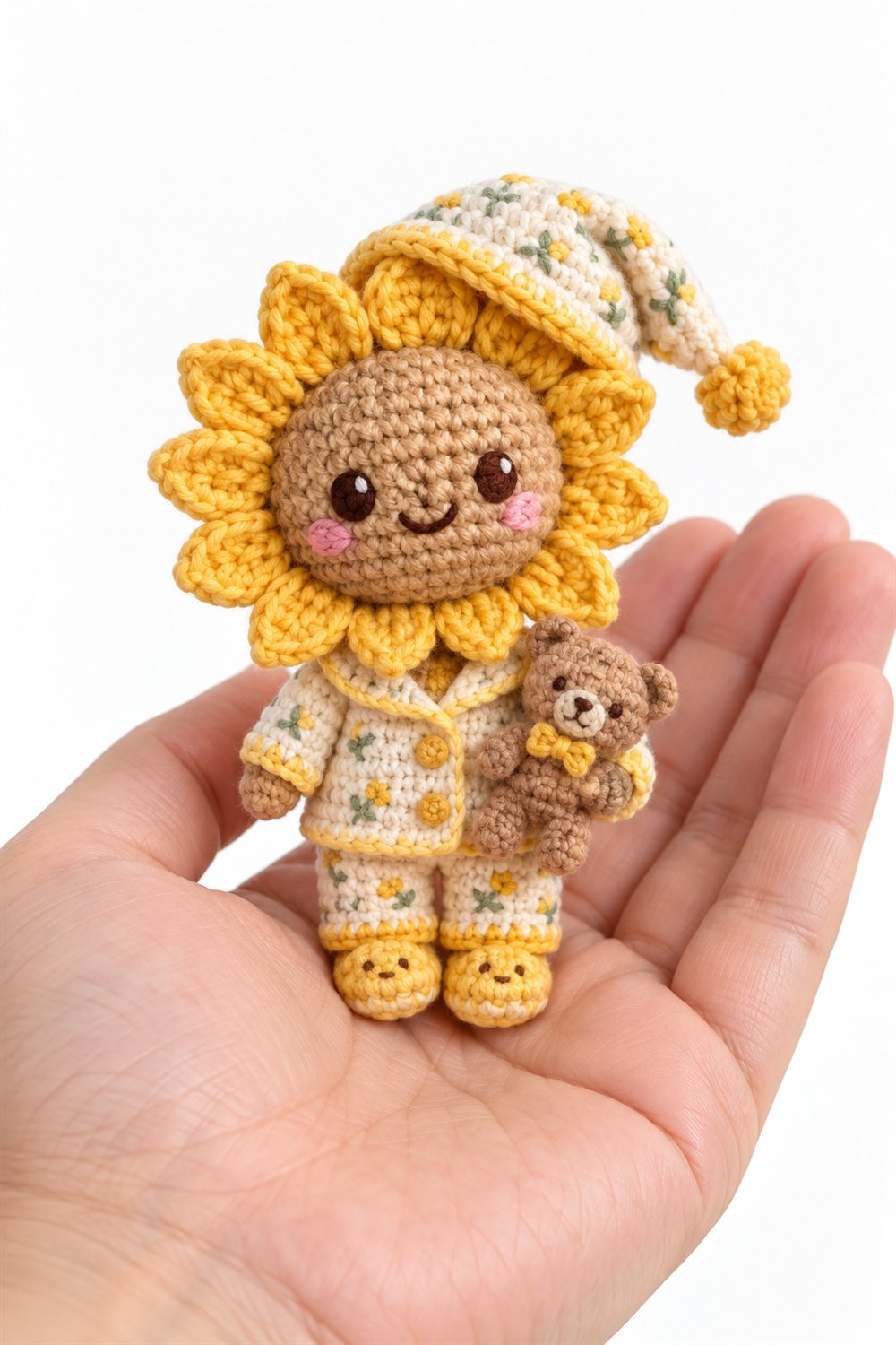 How to Crochet 770 Tiny Sunflower Wearing Pajamas