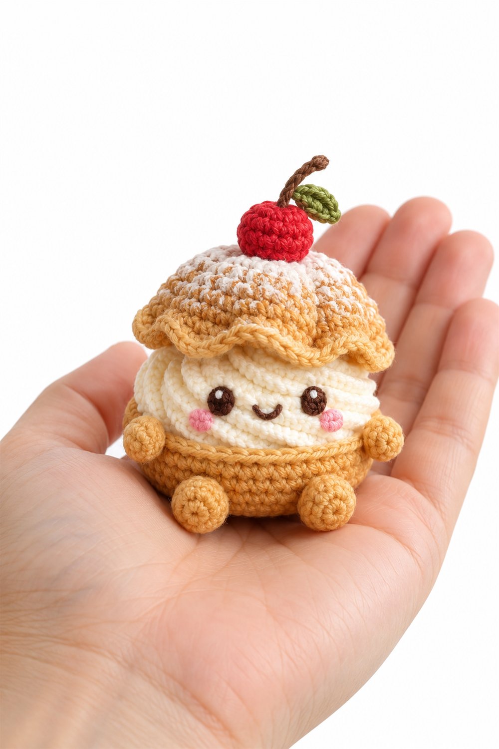 DIY 772 Cream Puff With A Cherry Bonnet - Crochet Tutorial