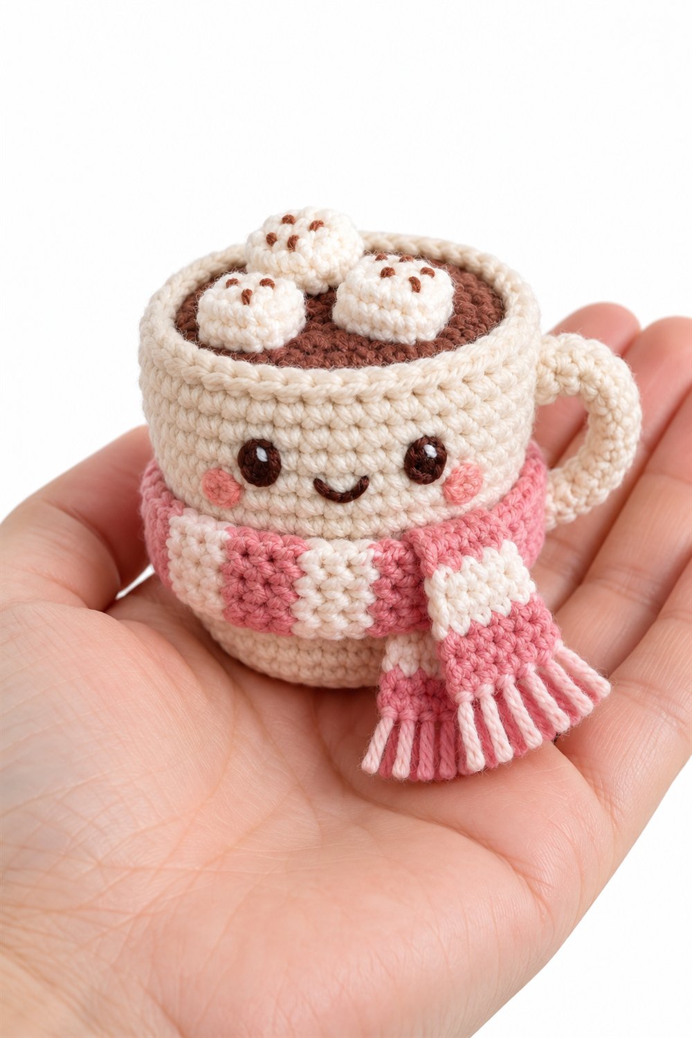 778 Cute Hot Cocoa Cup Wrapped In A Scarf - Crochet Pattern