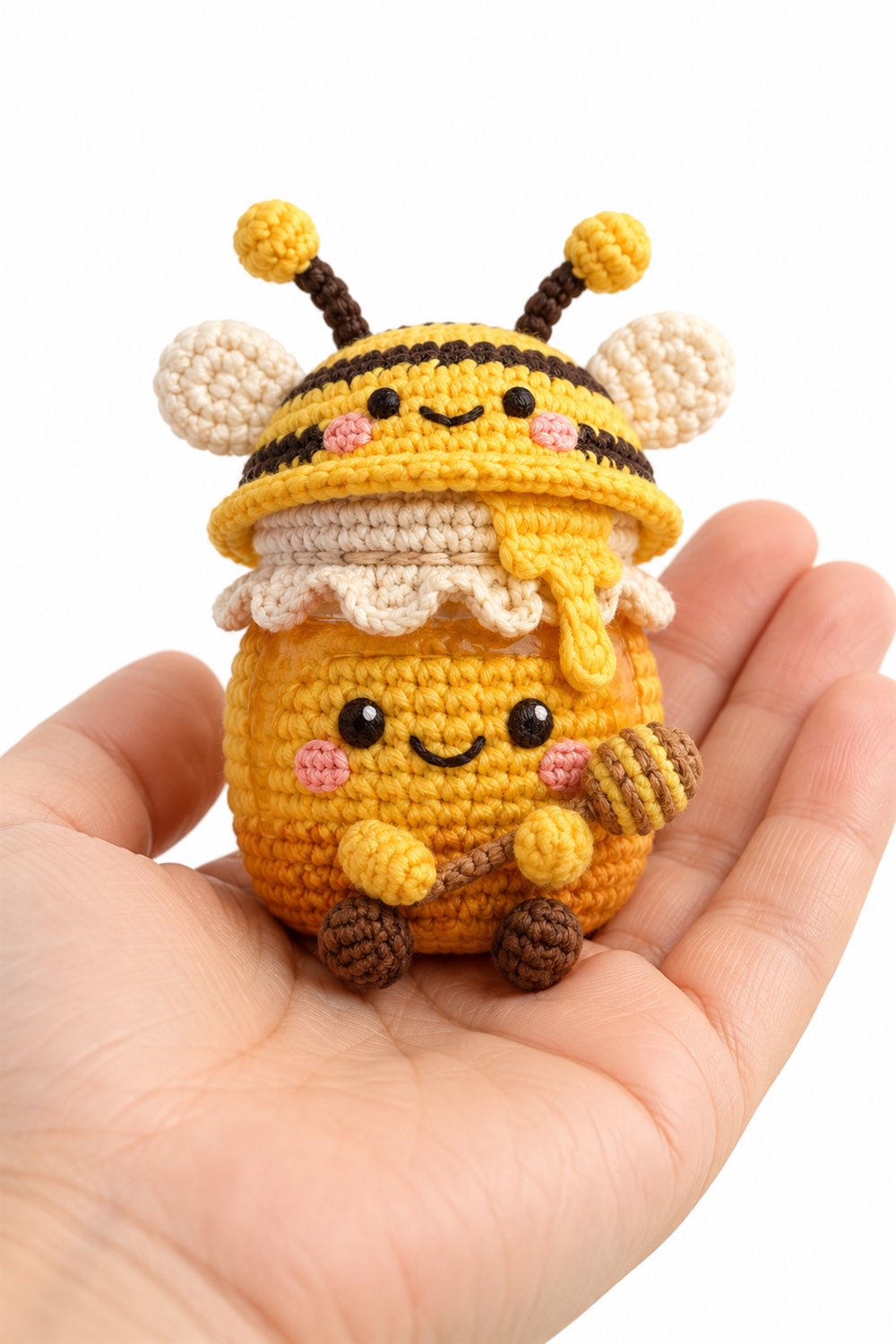 779 Smiling Jar Of Honey With A Bee Bonnet - Amigurumi Pattern