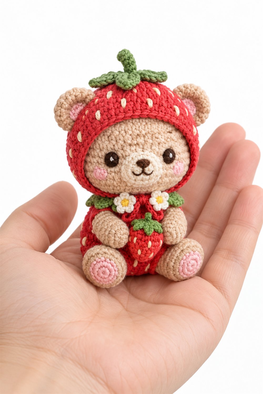 DIY 781 Baby Bear Wearing A Strawberry Hood - Crochet Tutorial