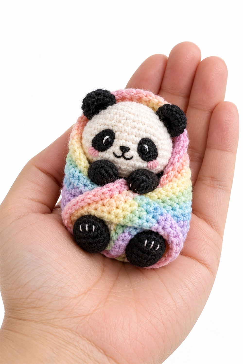 785 Baby Panda Wrapped In A Rainbow Blanket Crochet Guide