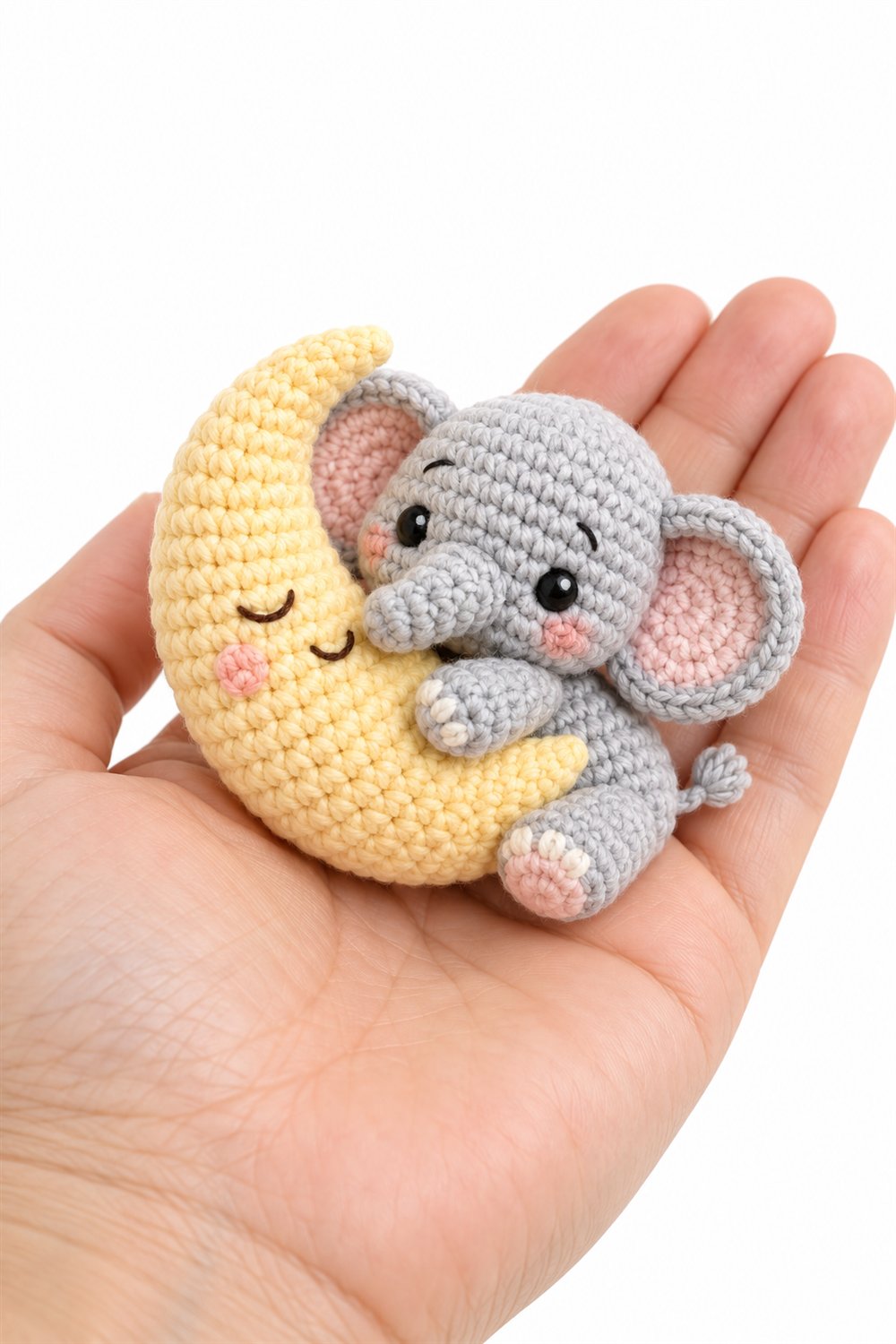 788 Baby Elephant Hugging A Crochet Moon - Amigurumi Pattern