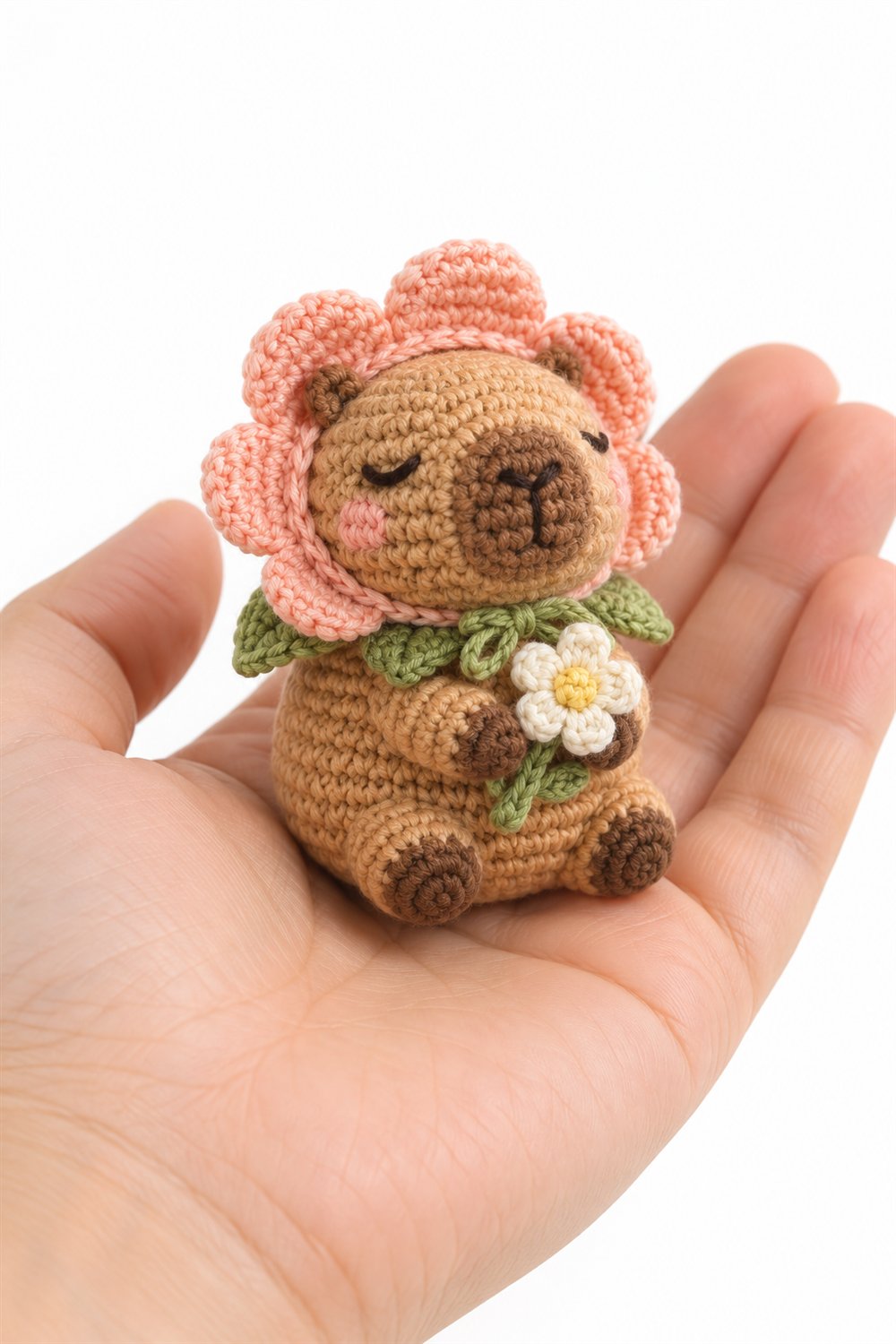 DIY 790 Sleepy Capybara Wearing A Flower Hood - Crochet Tutorial