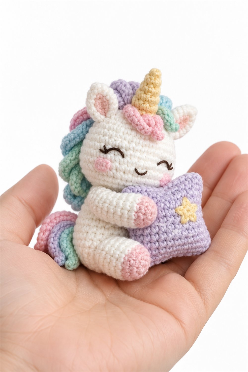 791 Tiny Unicorn Hugging A Cushion - Handmade Pattern