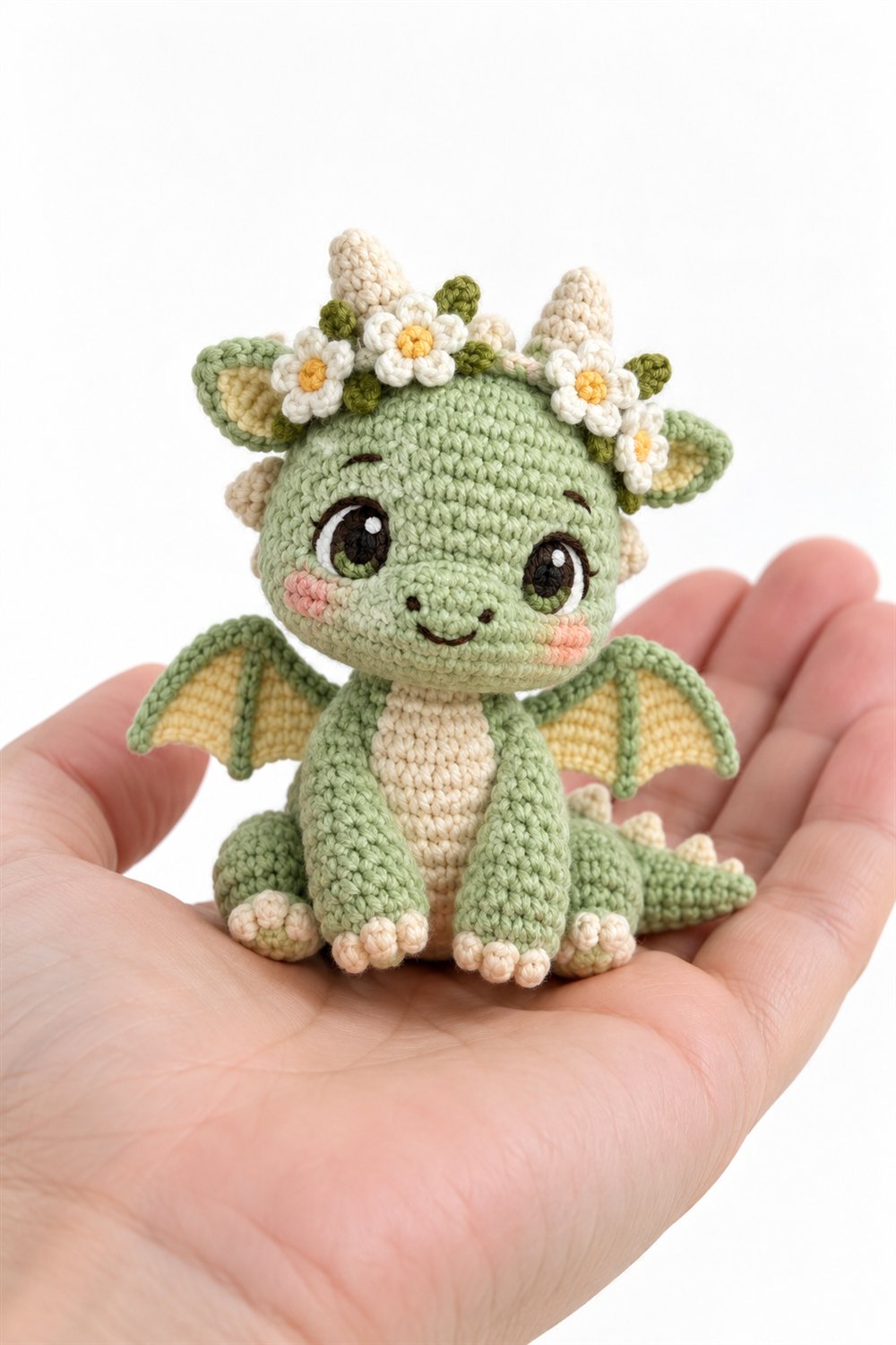 Crochet 792 Baby Dragon Wearing A Daisy Crown - Pattern