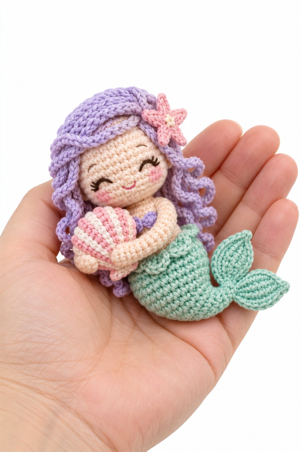 795 Baby Mermaid Hugging A Crochet Shell - PDF Pattern