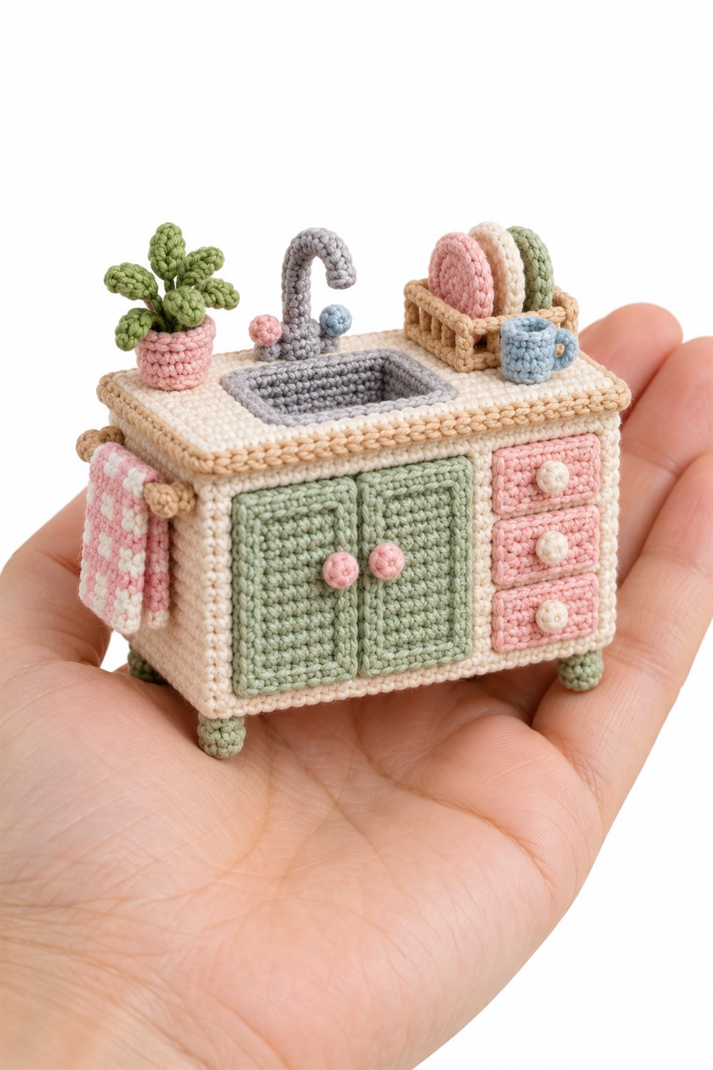 836 Pastel Kitchen Sink Cabinet - Handmade Pattern