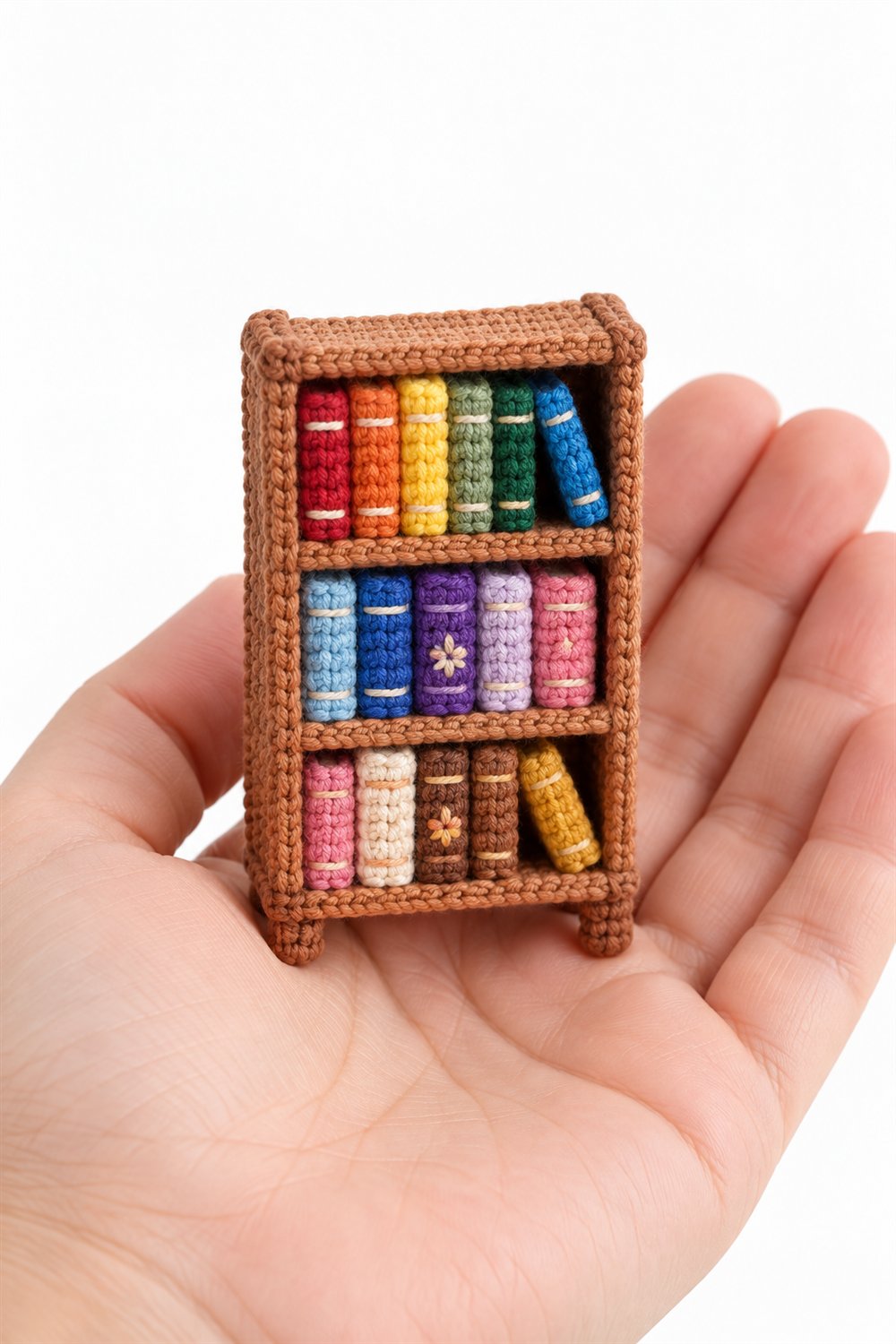 841 Tiny Bookcase With Rainbow Yarn Books - Amigurumi Pattern