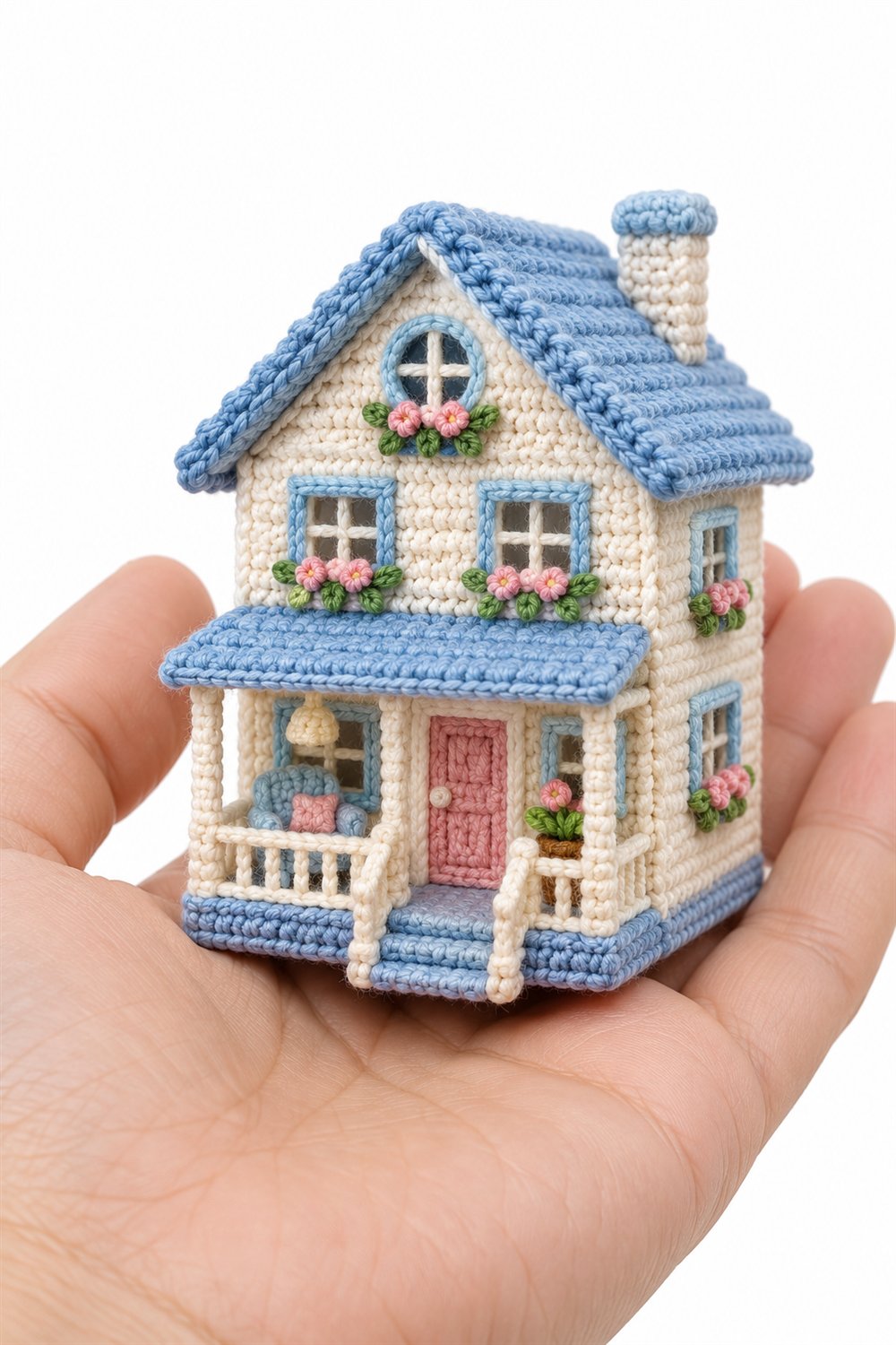 How to Crochet 842 Pastel Dollhouse With Blue Roof