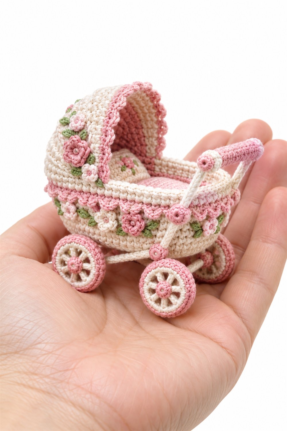 843 Tiny Floral Baby Pram - Step by Step