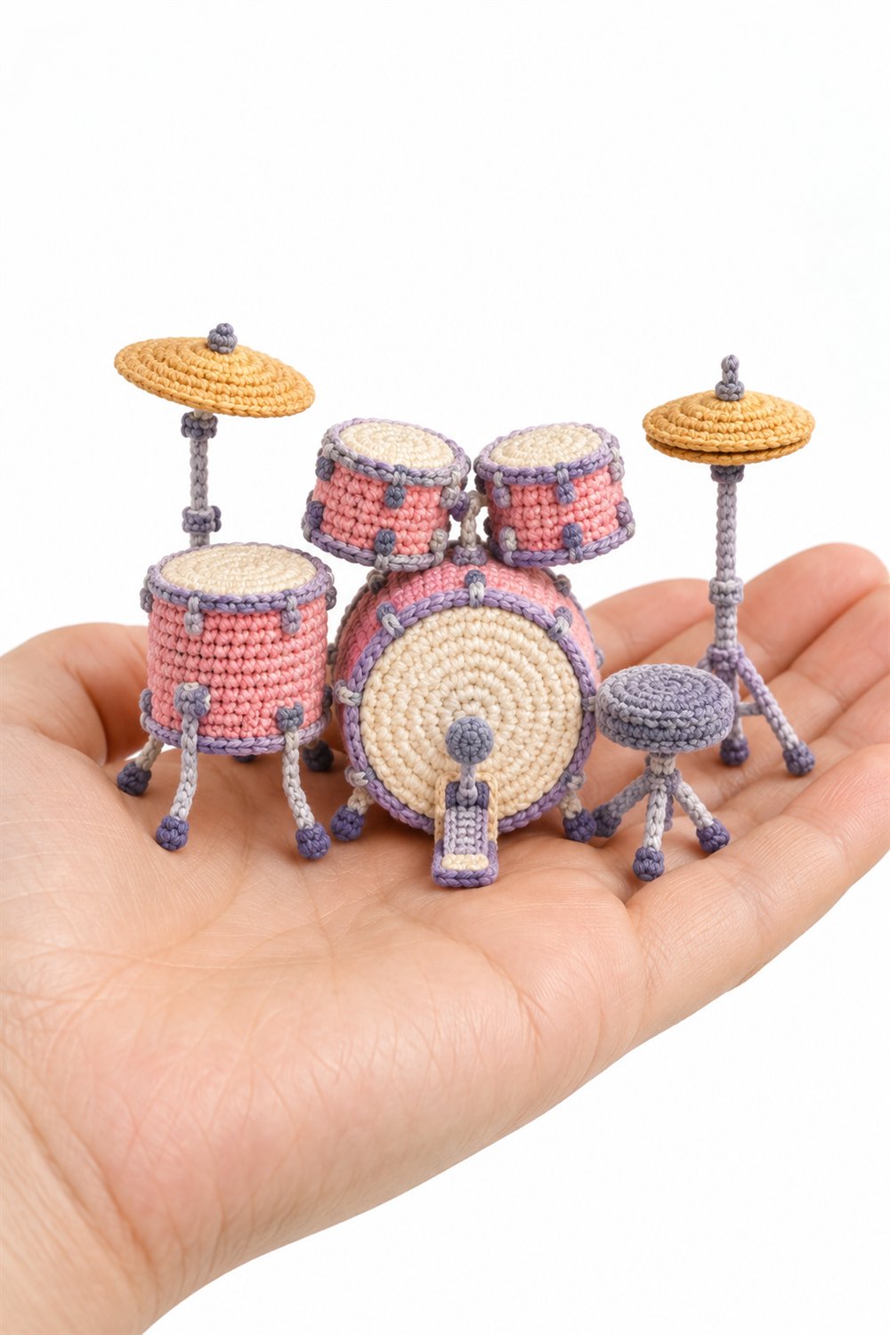 848 Miniature Toy Drum Kit Crochet Guide