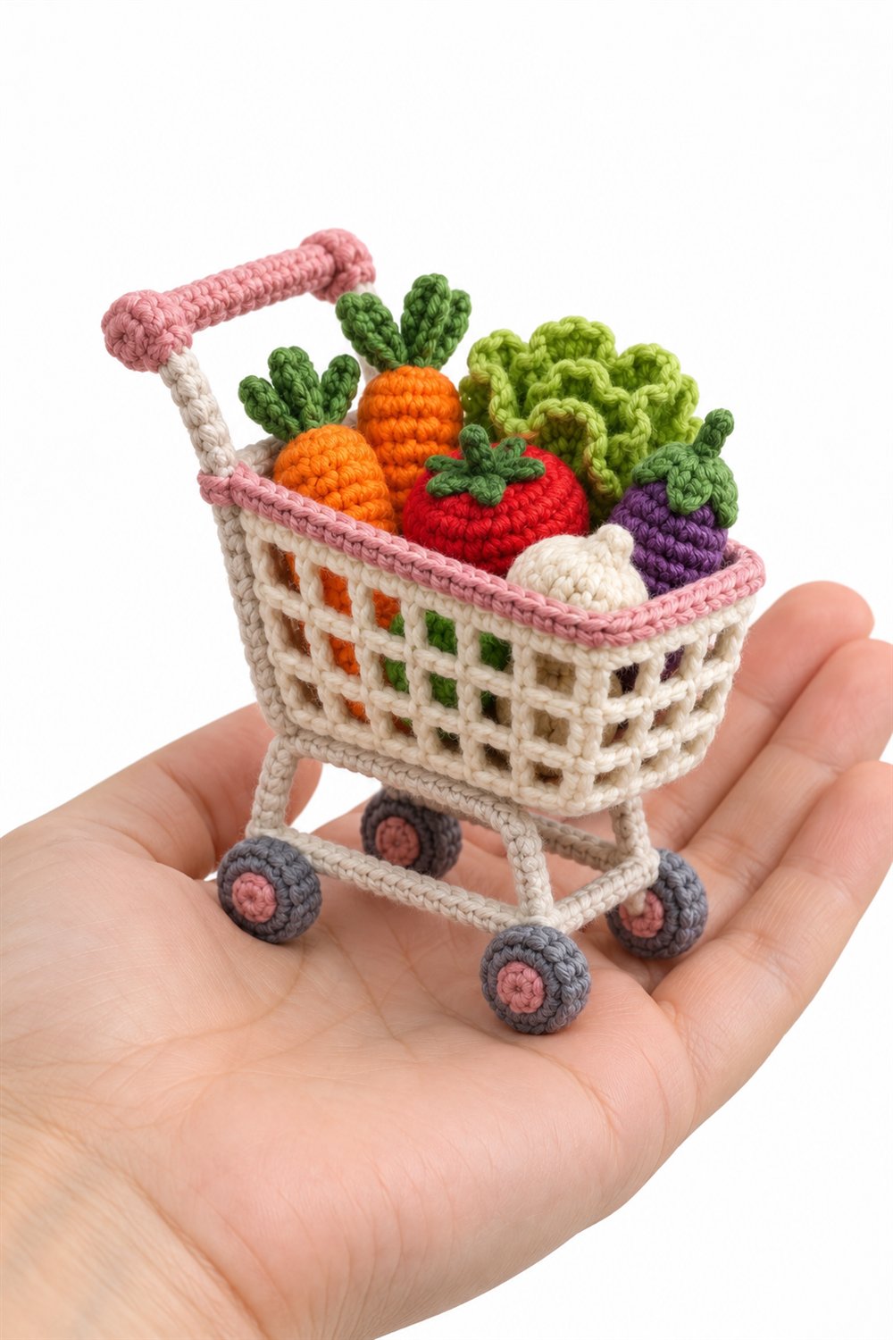 849 Tiny Crochet Grocery Cart With Vegetables - PDF Pattern
