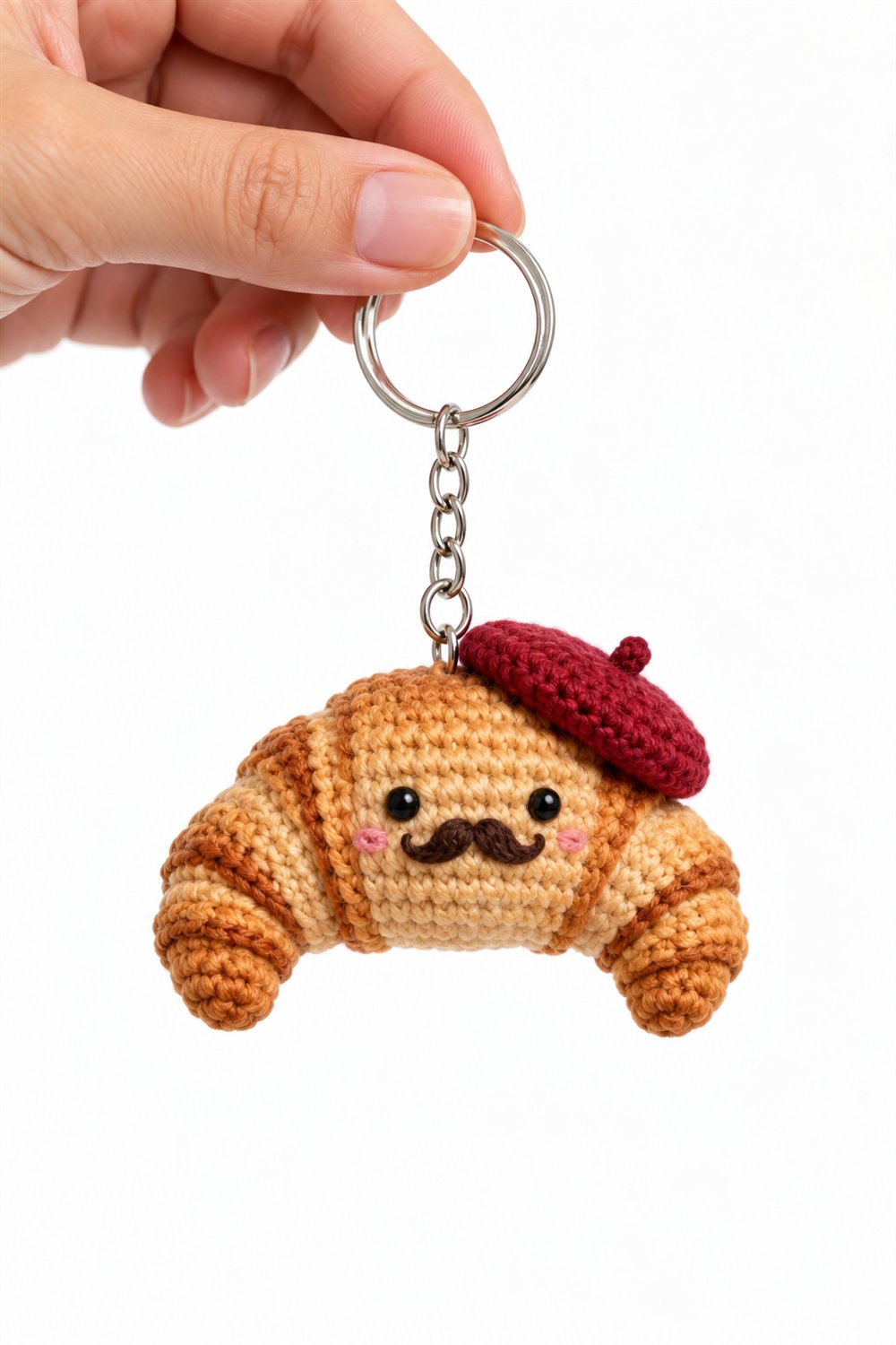 85 Croissant Com Boina E Bigode Bordado - Amigurumi Pattern