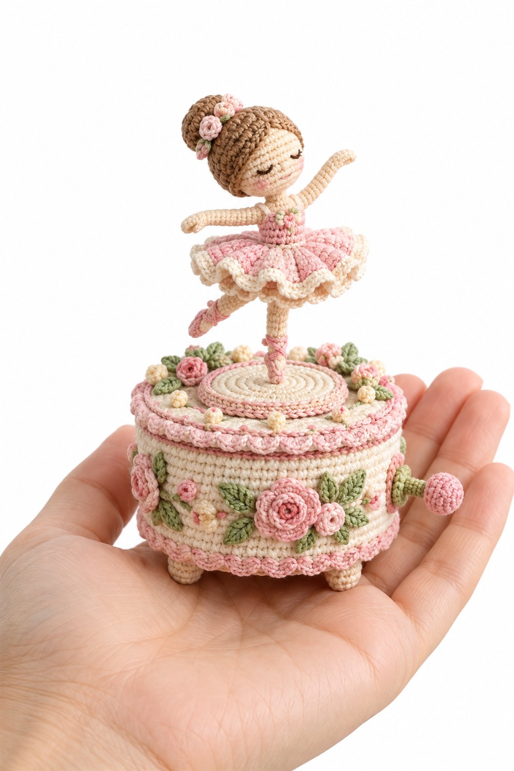 850 Floral Music Box With Little Yarn Ballerina - Amigurumi Pattern