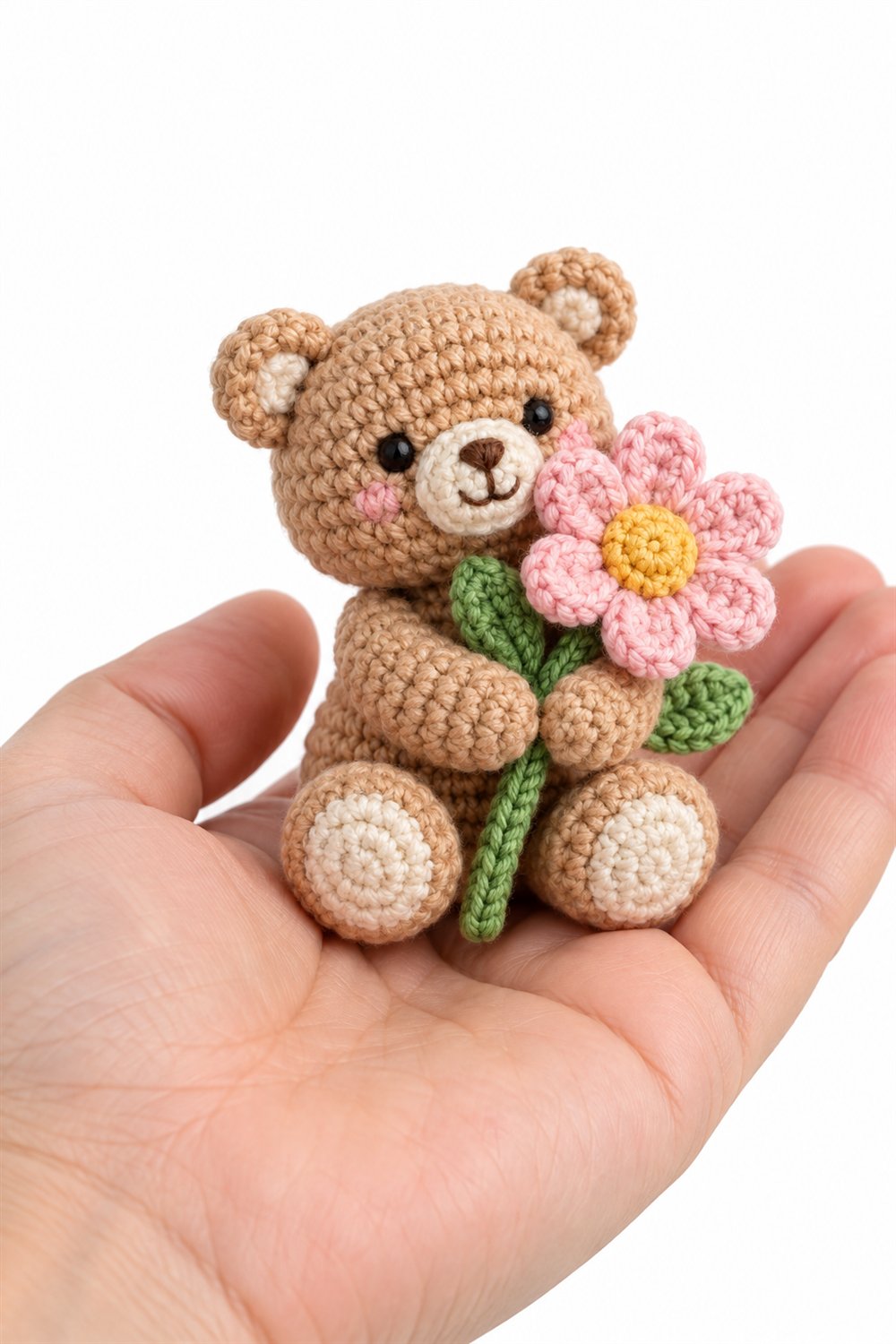 DIY 871 Ursinho Abracando Uma Flor De Croche - Crochet Tutorial