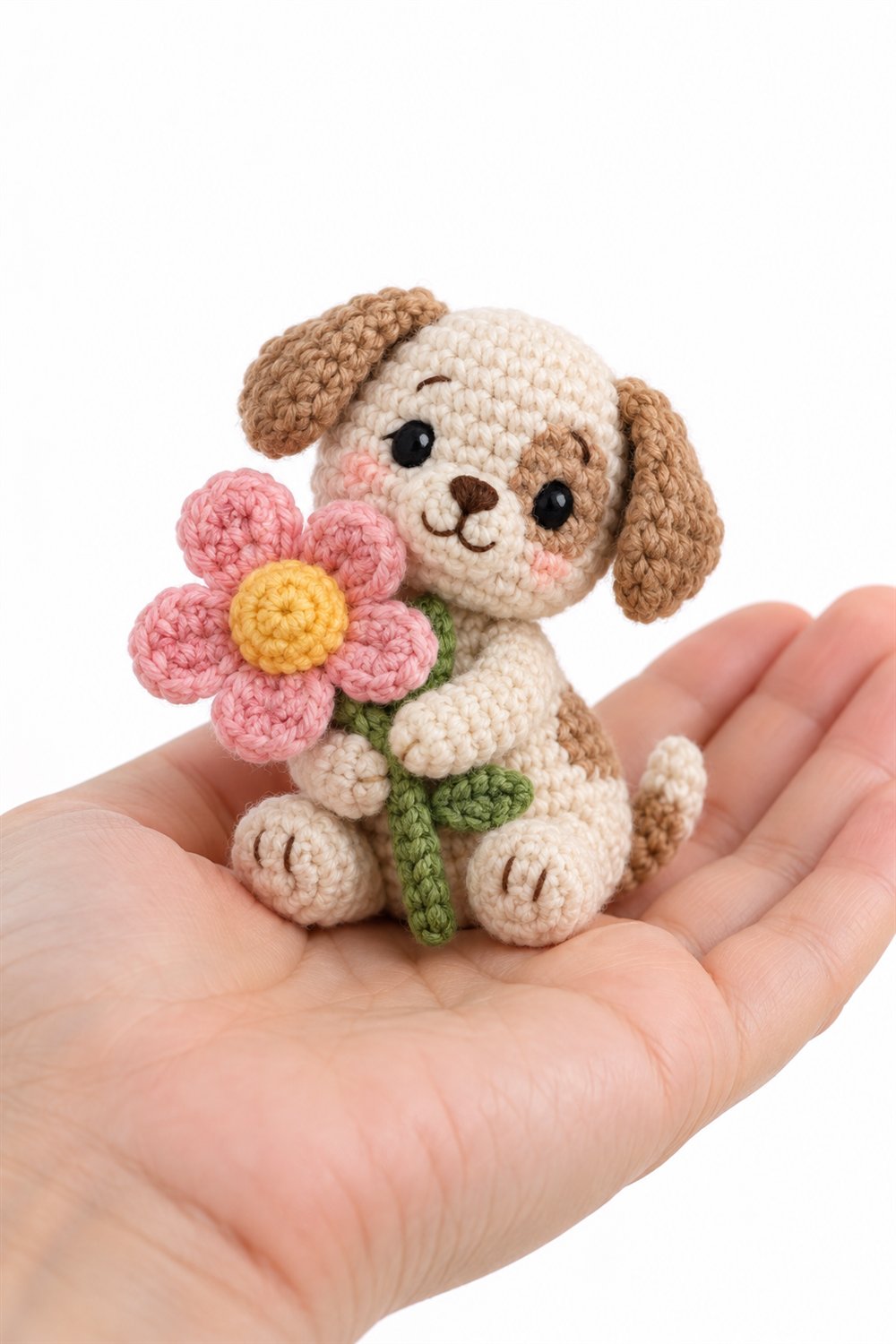 874 Cachorrinho Abracando Uma Flor De Croche - Easy Crochet