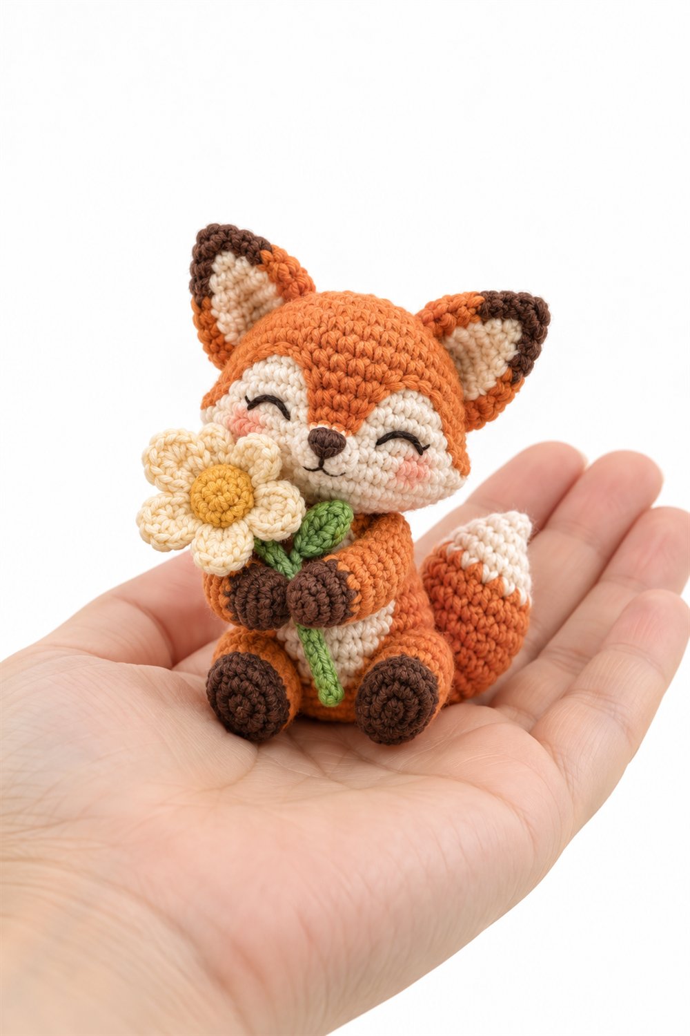 876 Raposinha Abracando Uma Flor De Croche - PDF Pattern