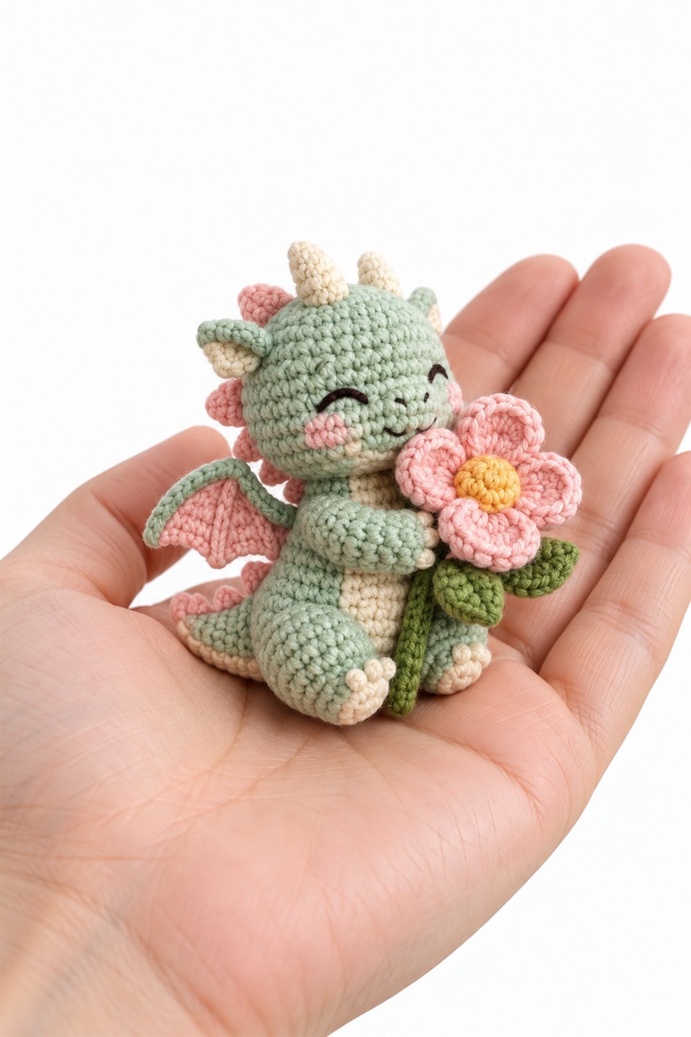 How to Crochet 879 Dragaozinho Abracando Uma Flor De Croche