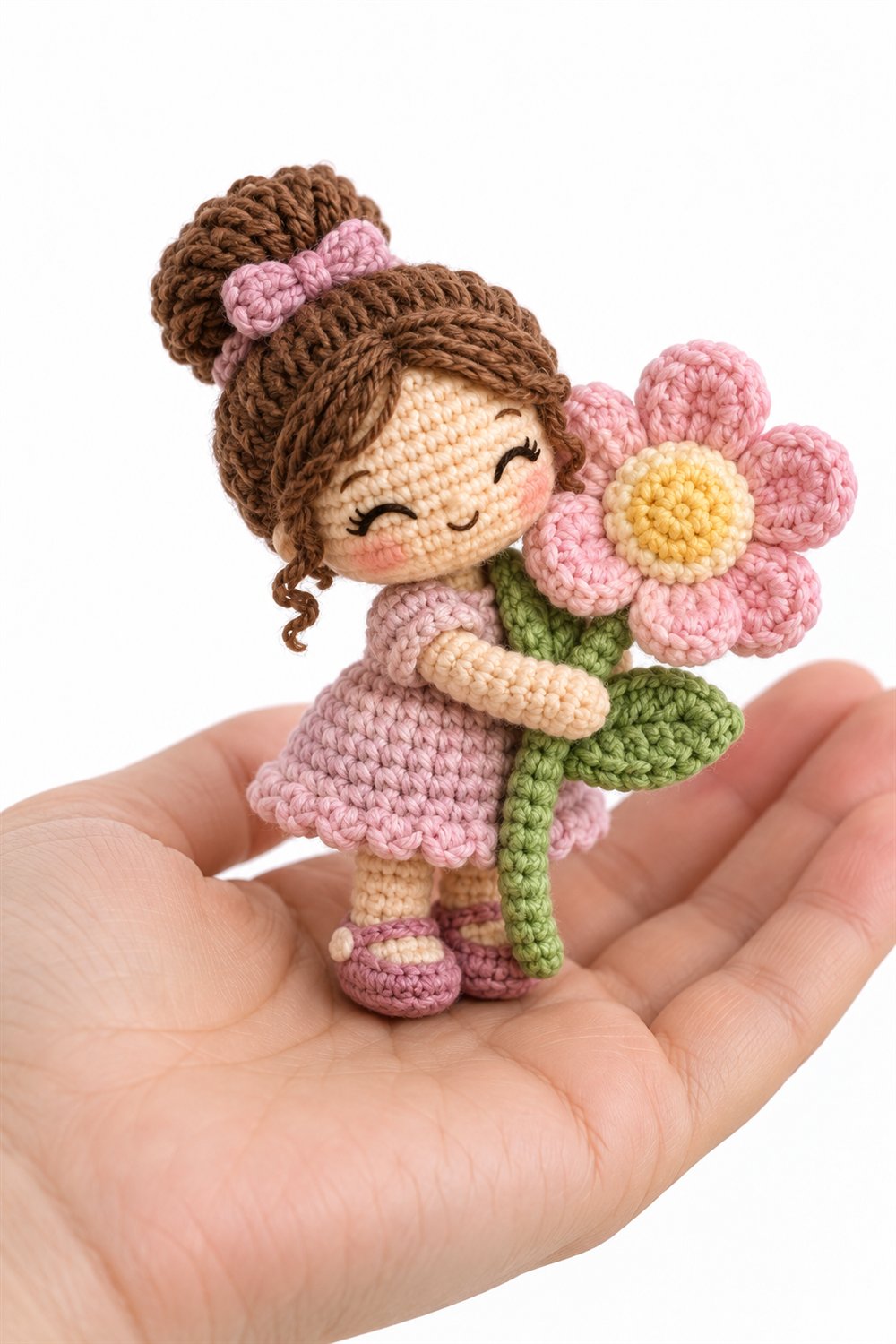 DIY 880 Bonequinha Abracando Uma Flor De Croche - Crochet Tutorial