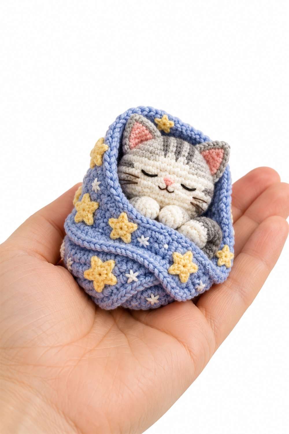 893 Gatinho Enrolado Em Manta De Estrelas Crochet Guide