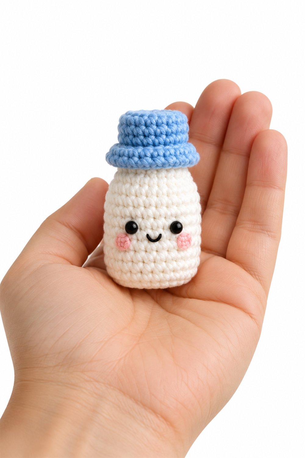 90 Garrafinha De Leite Com Chapeu Azul - Easy Crochet