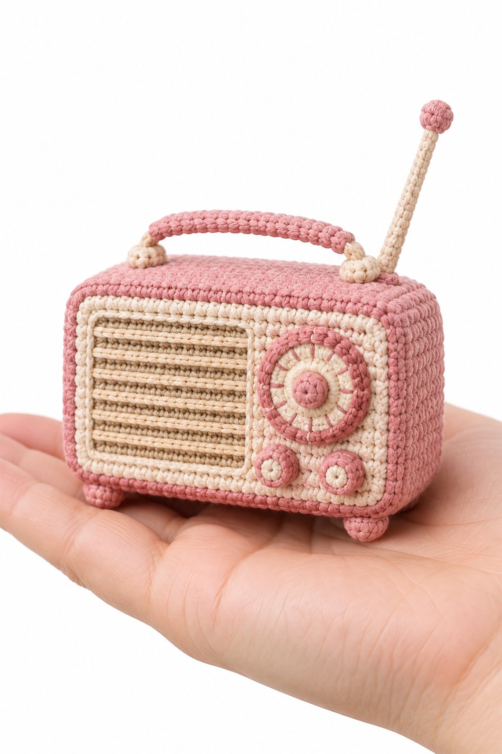 901 Radio De Mesa Rosa E Creme Crochet Guide