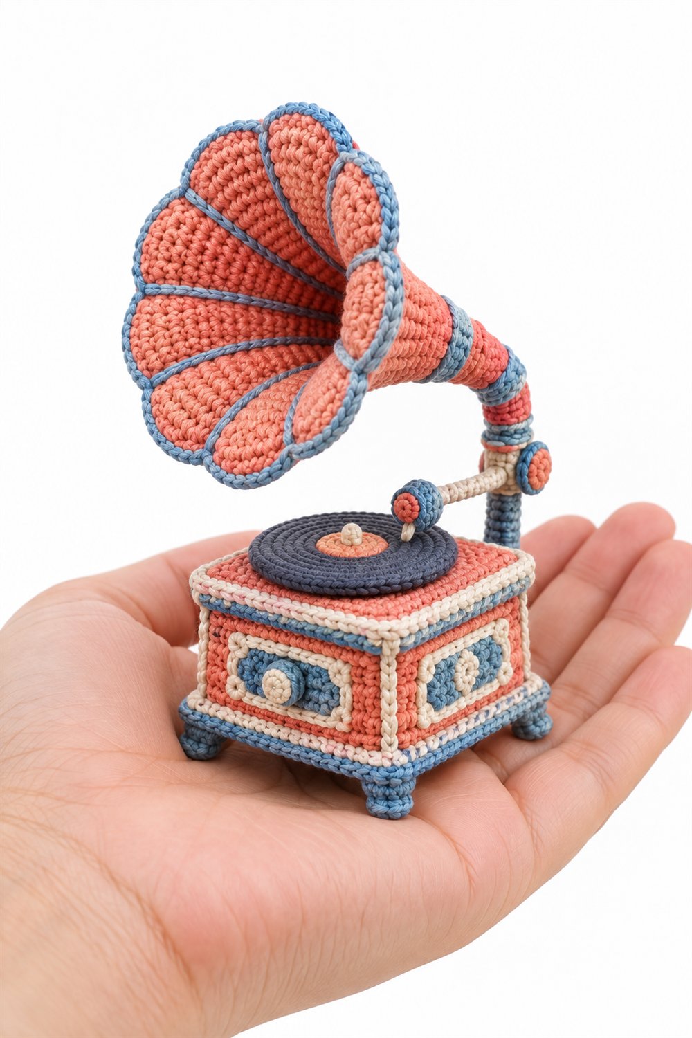 908 Gramofone Coral E Azul - Handmade Pattern