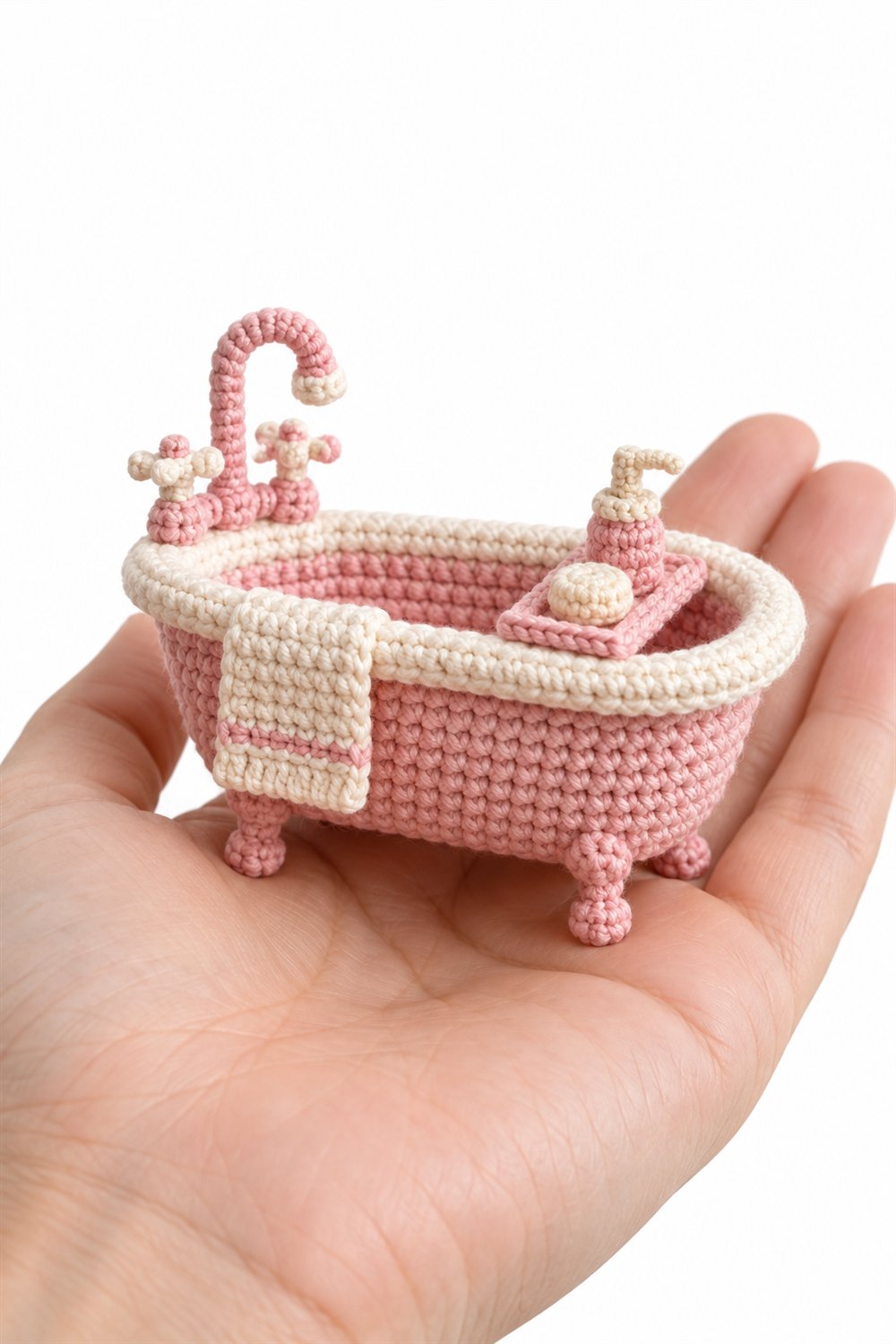 921 Banheira Rosa E Creme - Crochet Pattern