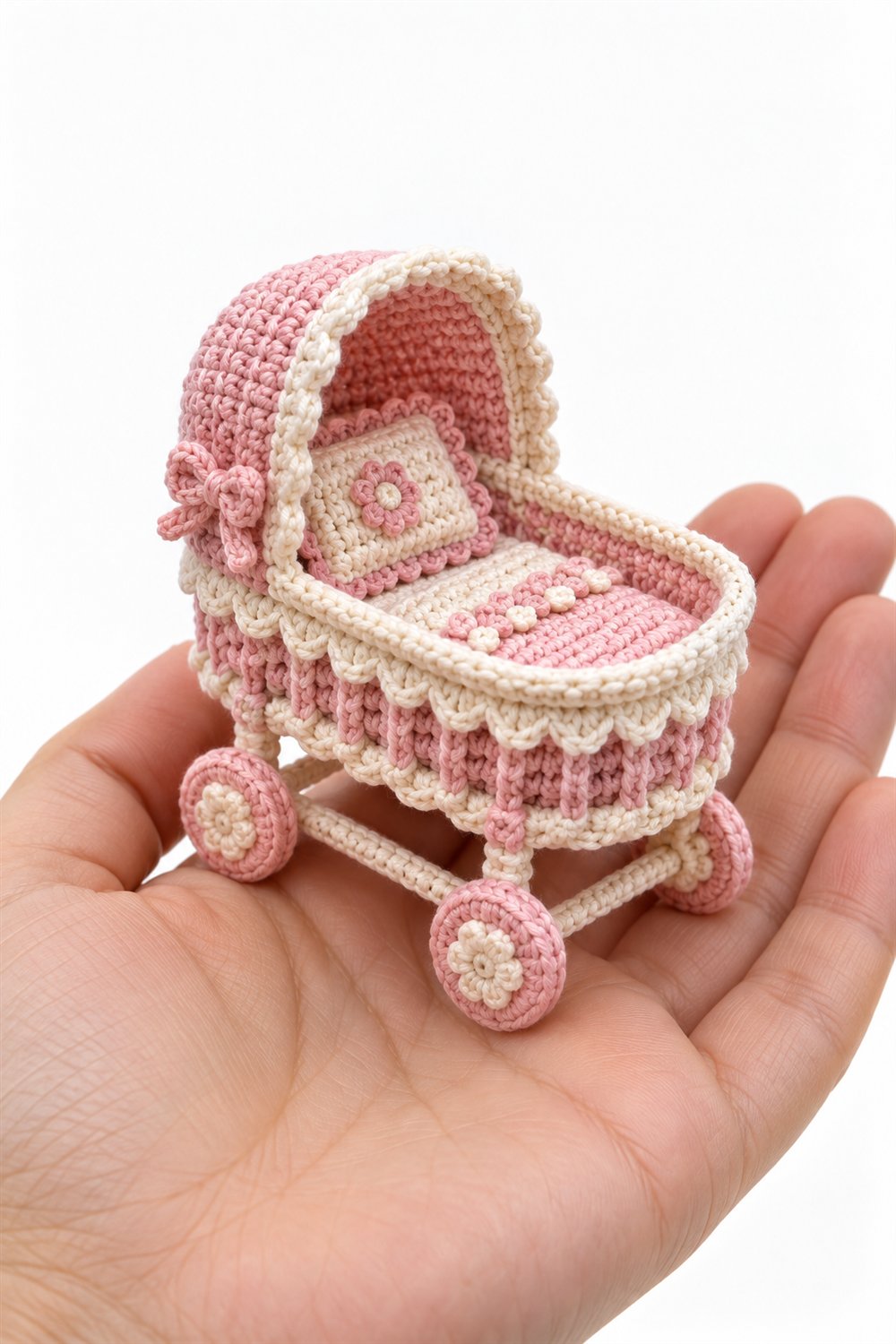 926 Cama De Boneca Rosa E Creme - Handmade Pattern