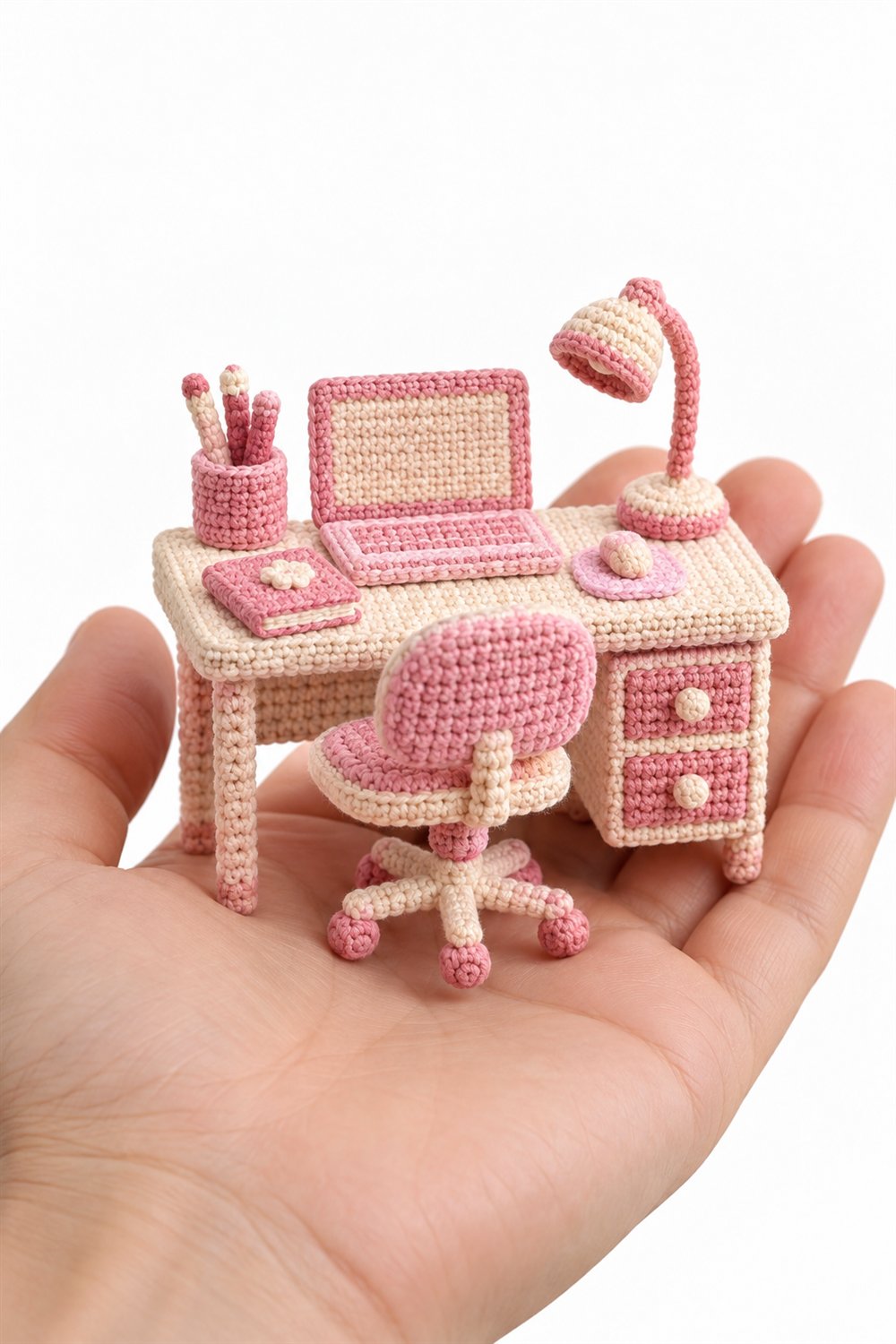 931 Mesa Com Cadeira Rosa E Creme - Amigurumi Pattern