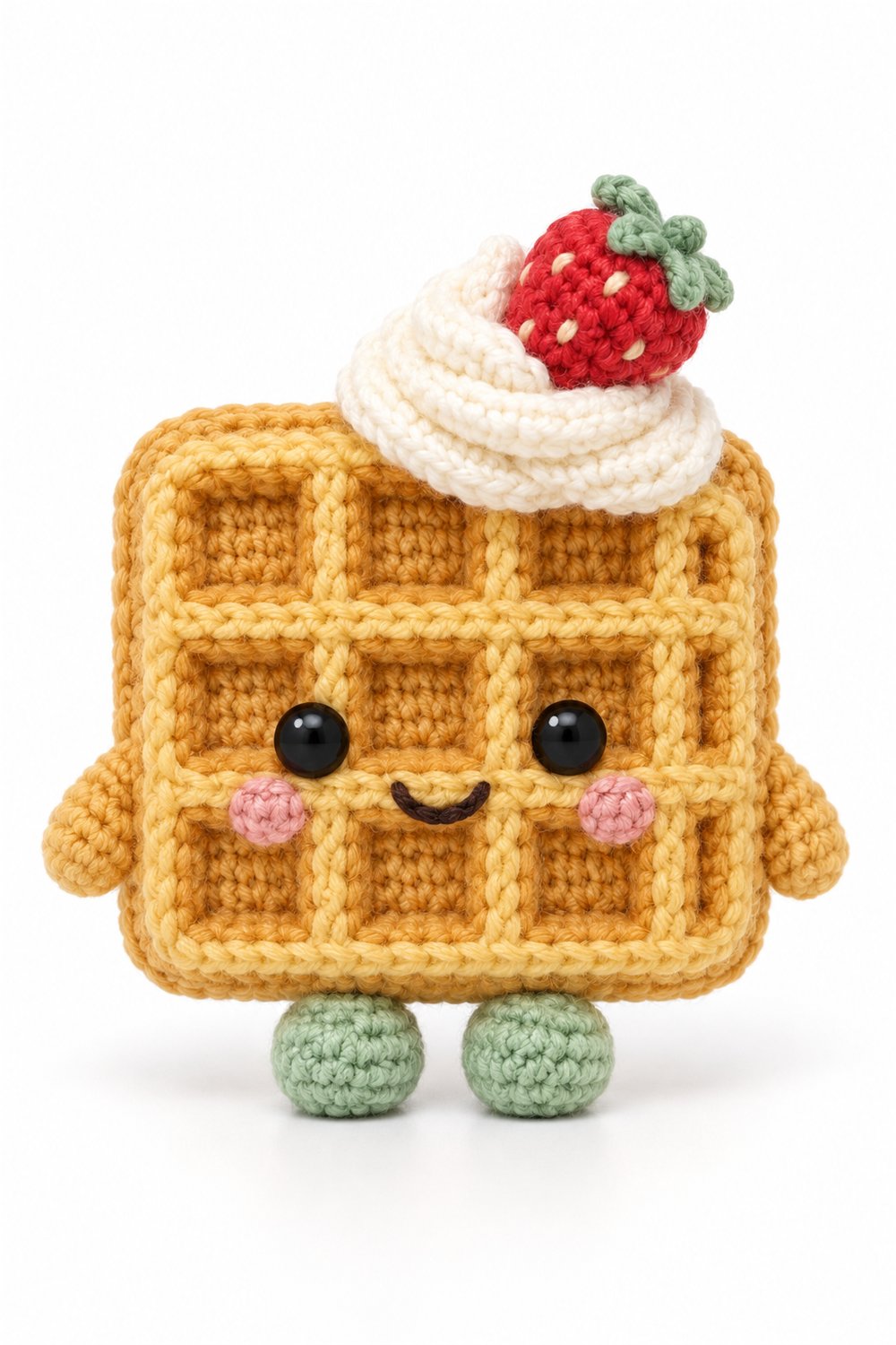 Amigurumi 1085 Aleatorios Fofos Waffle Morango - Handmade Pattern